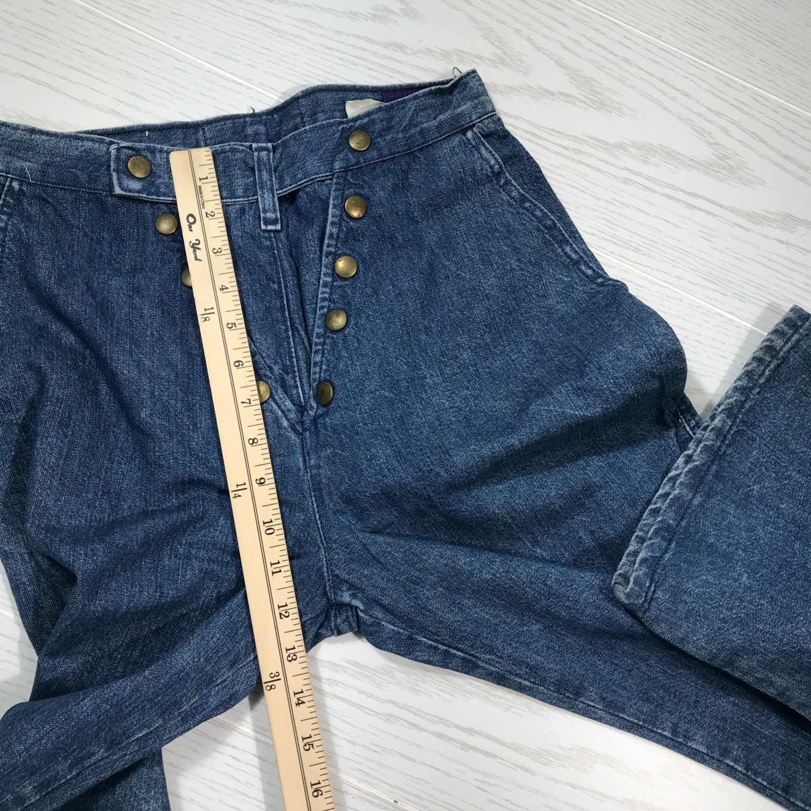 Vintage 70s BellBottom Jeans Women 5/6 LandLubber Button Snap Cotton Made In USA