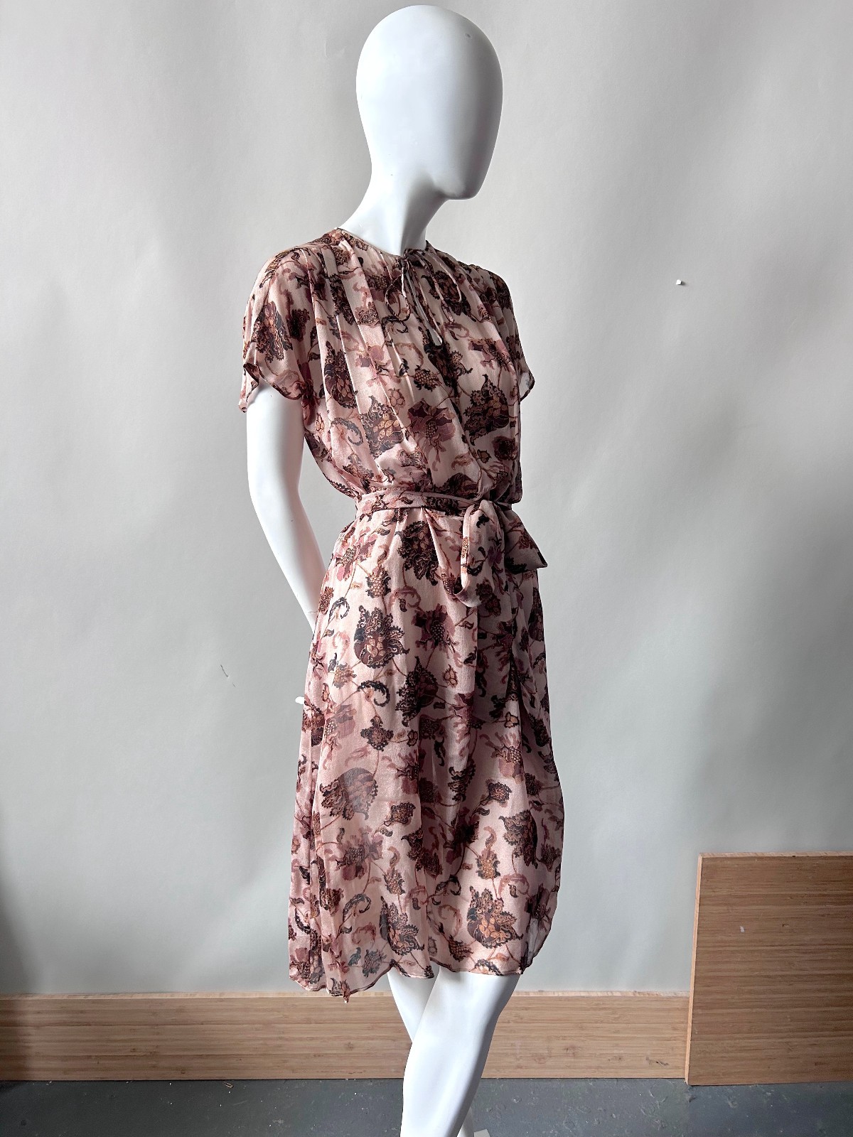 Vintage Judith Ann for Heiser-Egan Vintage Sheer India Silk Dress sz S M 1970s