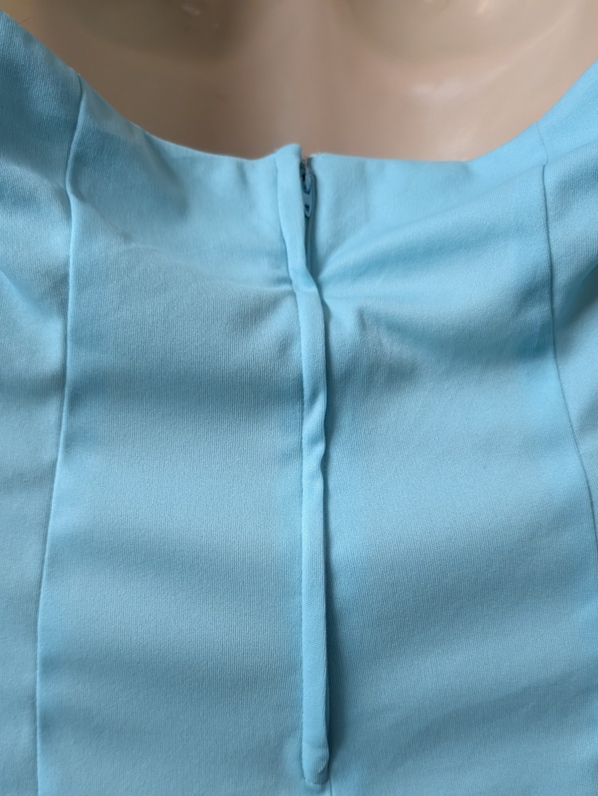 Vintage 70&rsquo;s Aqua O-Ring Polyester Halter Top Lot Tag Hippie