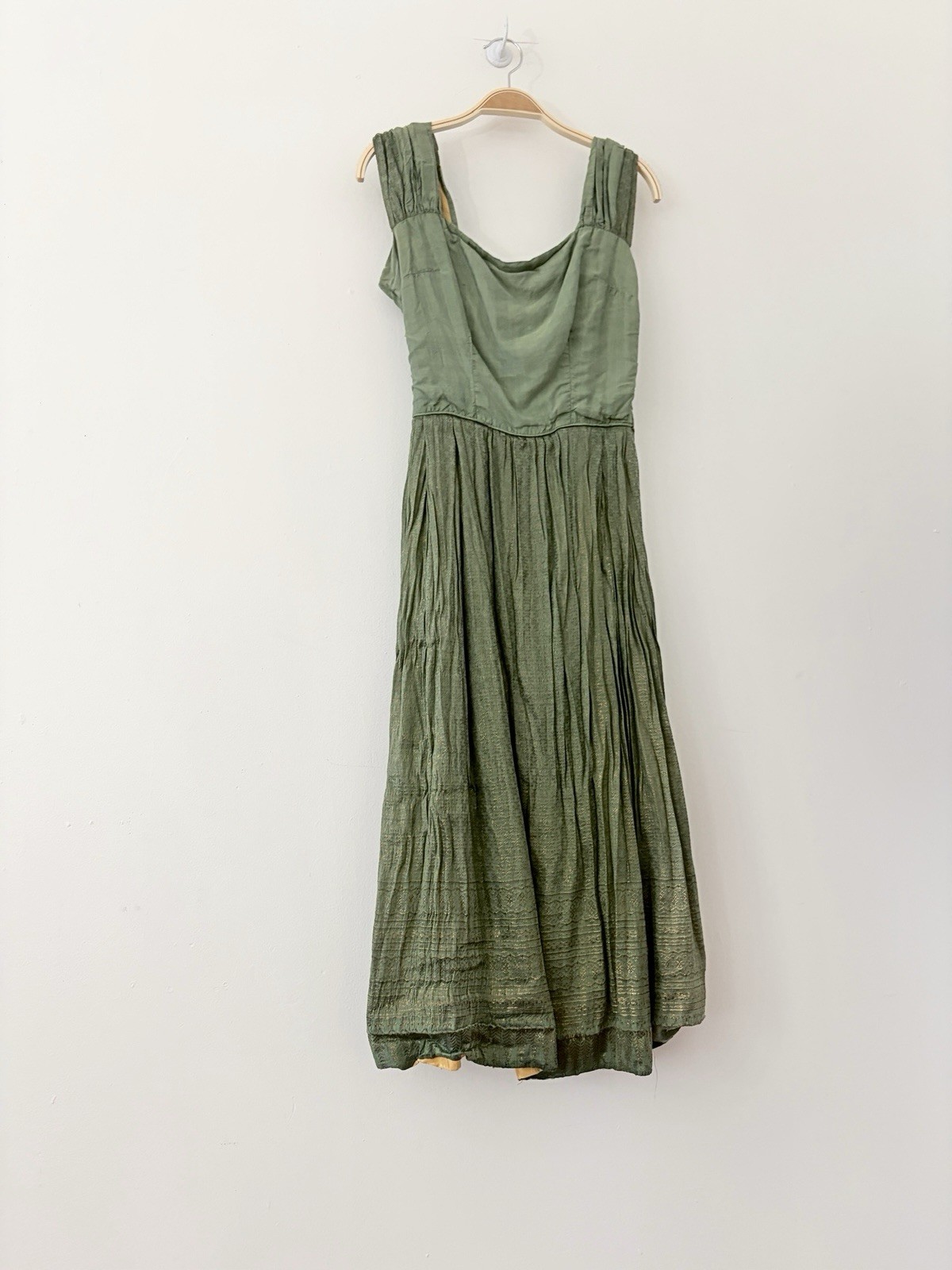 40s 50s Couture/Custom Made Gold Lamé Cocktail Dress Boning Old Hollywood XS