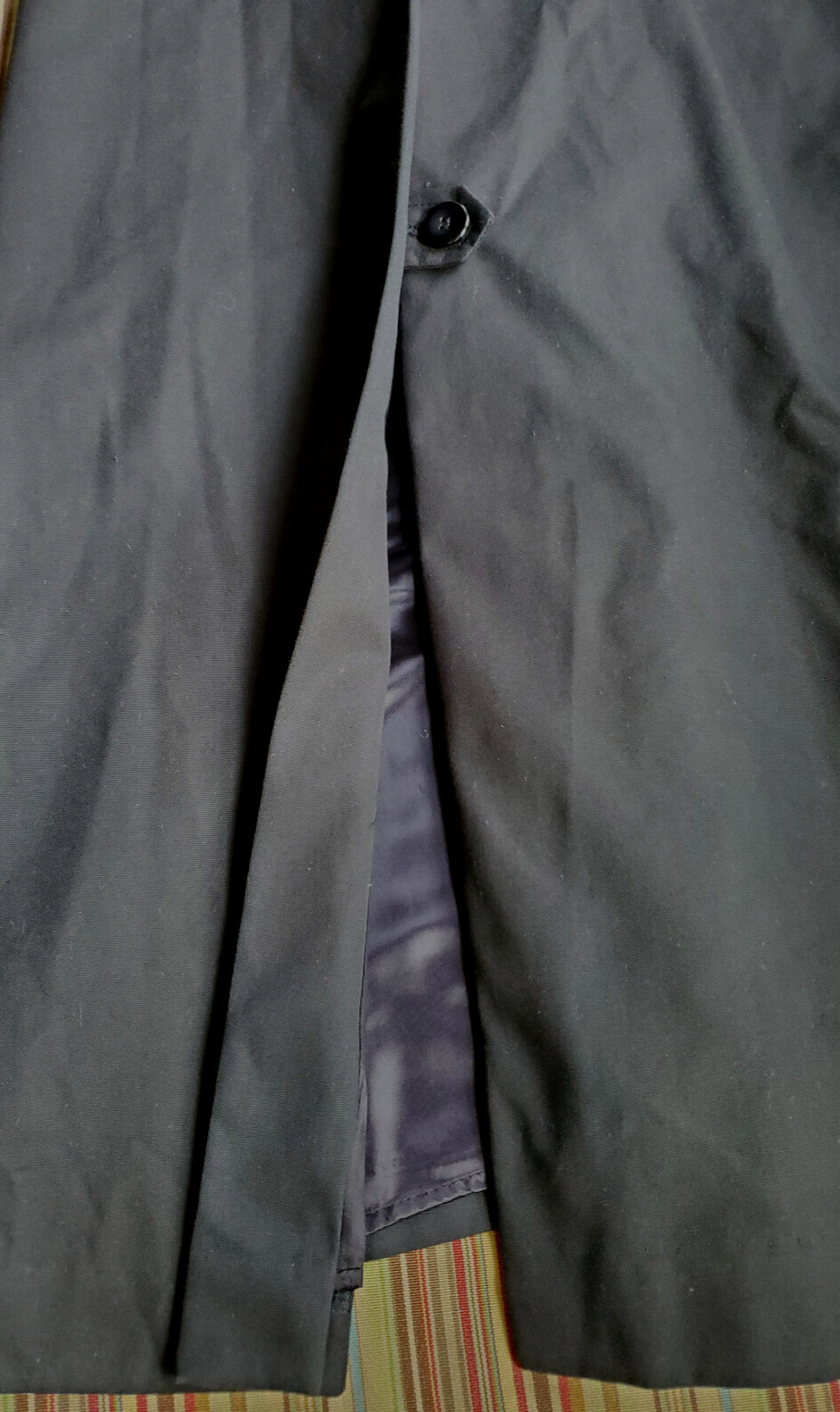 Wow! NOS Vintage 70s Maxi-Length Black Double Breasted Trench Rain Coat Fits 10