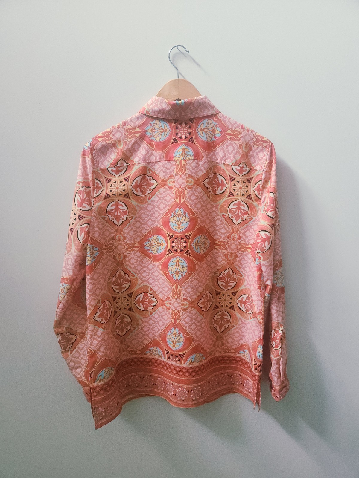 Rafaella Paisley Print Button Up Blouse Womens Large Convertible Long Sleeve