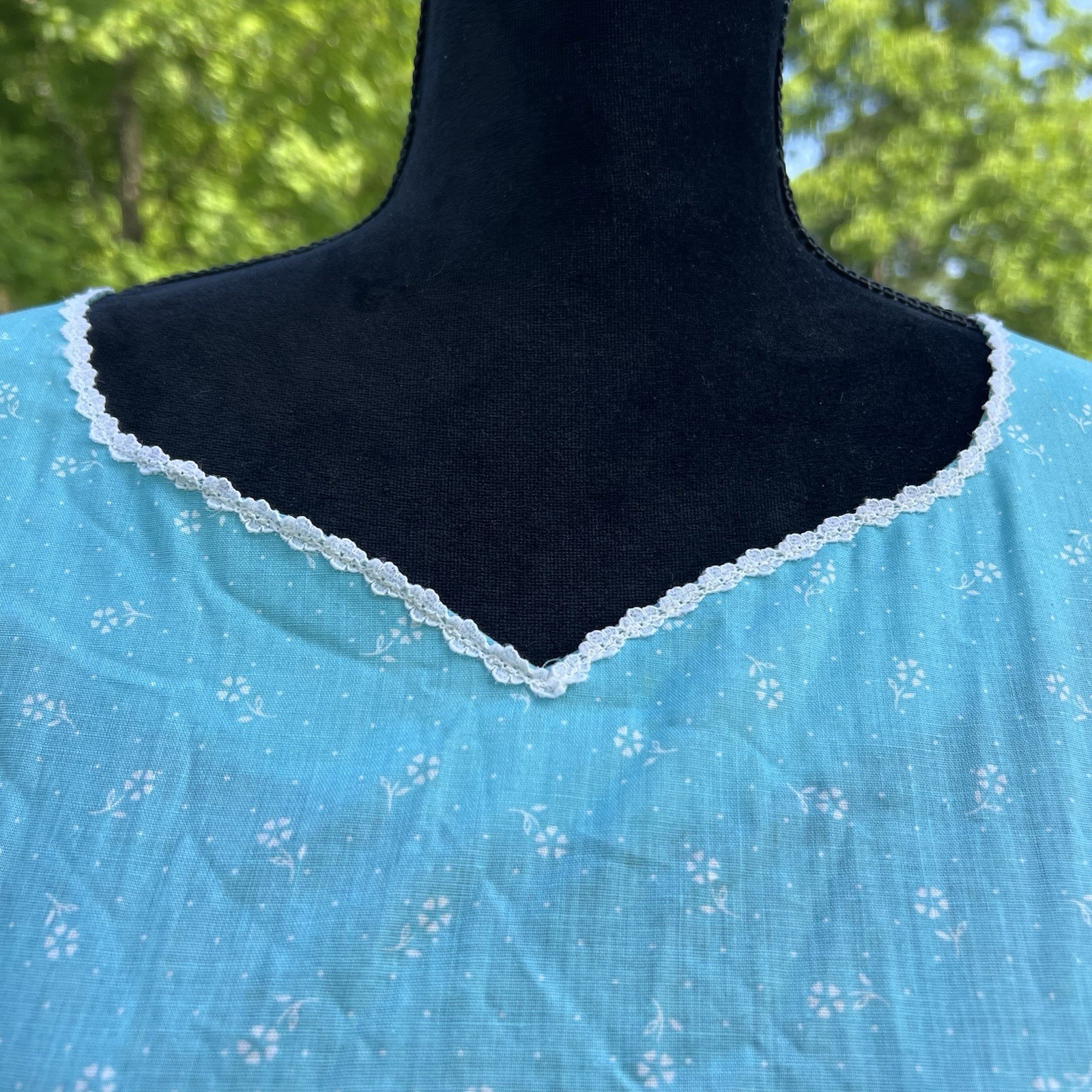 Vintage Partners Please Malco Modes Square Dance Dress Floral Blue Lace Size 14