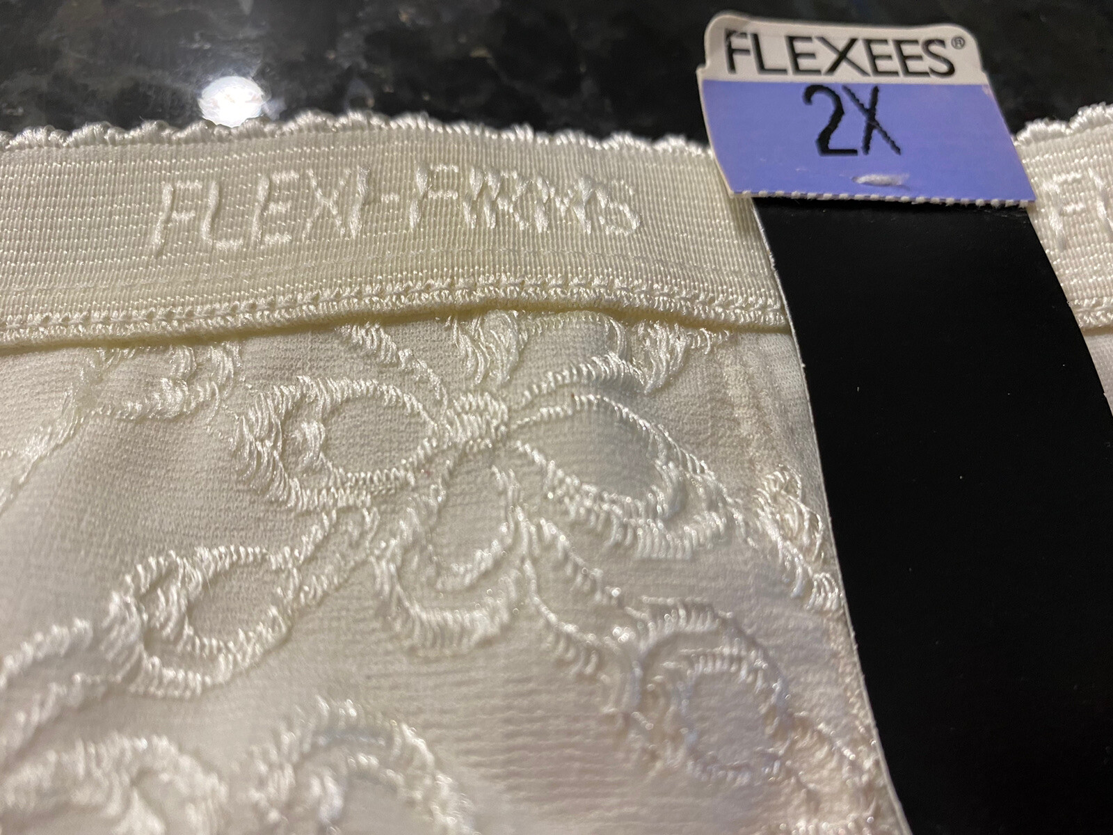 Nylon Granny Panties Vintage NOS FLEXEES White Silky Shaper Briefs Size 2X
