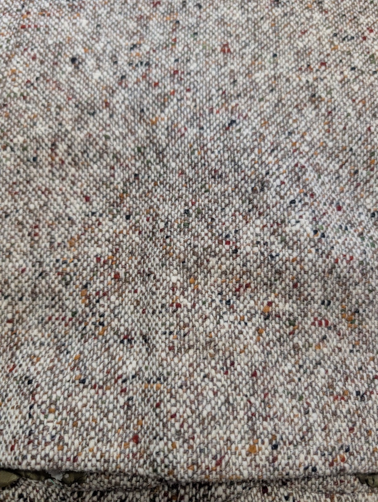 Vintage 1960s Donegal Tweed Wool Jacket – Peter Pan Collar – Beige/Tan Fleck