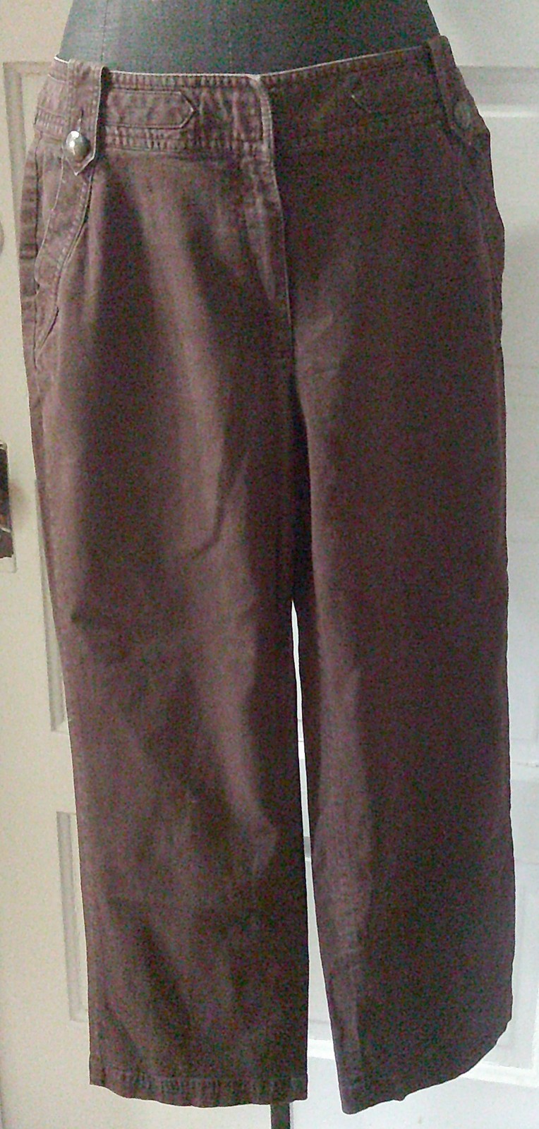 80&rsquo;s TALBOTS Brown Button Flap Belt Loops Flat Front Jeans 12P