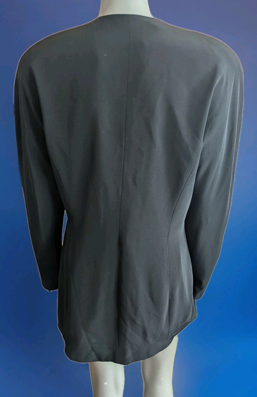 Vintage 80s D&rsquo;ore Black Draped Jacket w/Rhinestone Accent Draped Fold 16