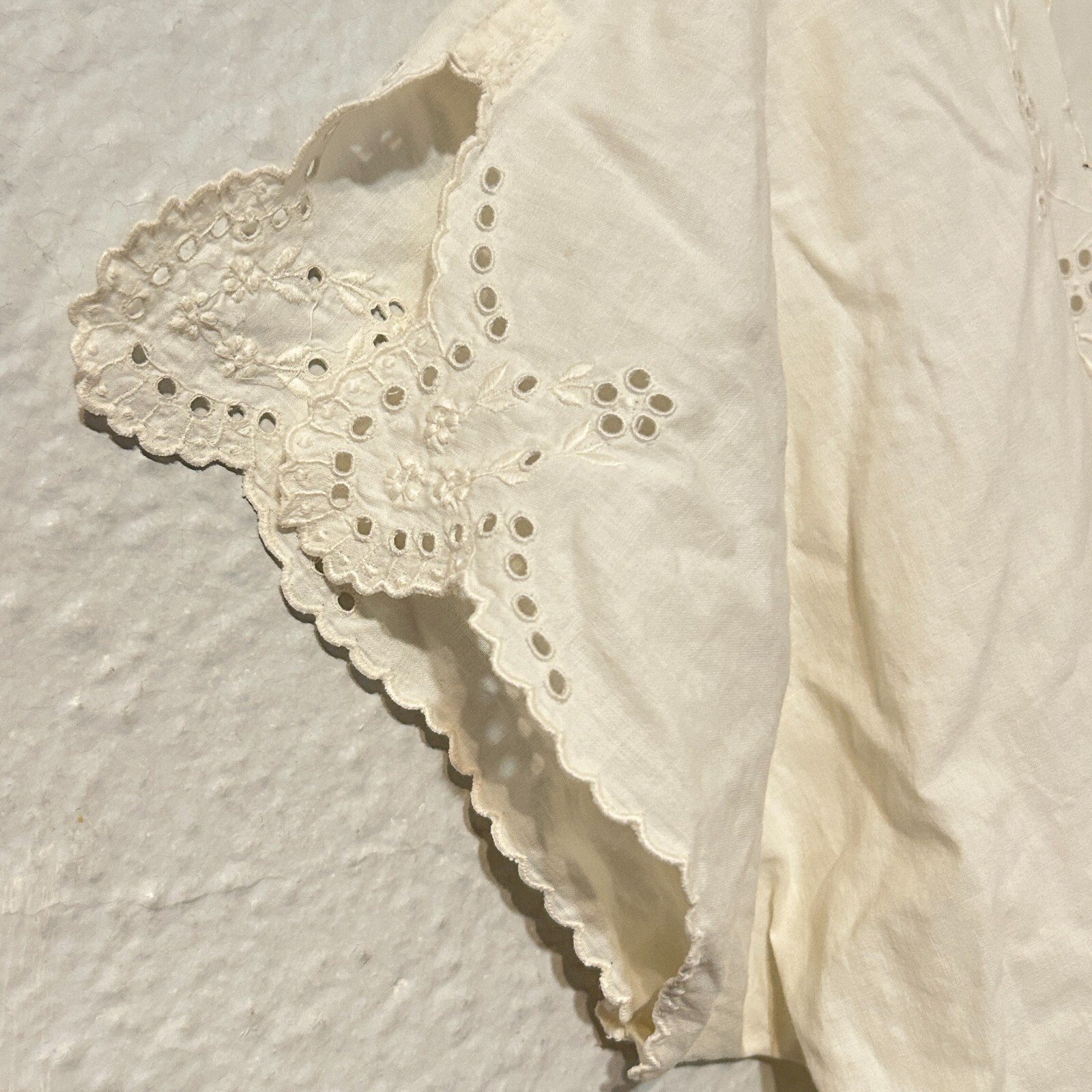 Antique Edwardian White Cotton & Eyelet Lace Nightgown Mini Dress Vtg XL Volup H