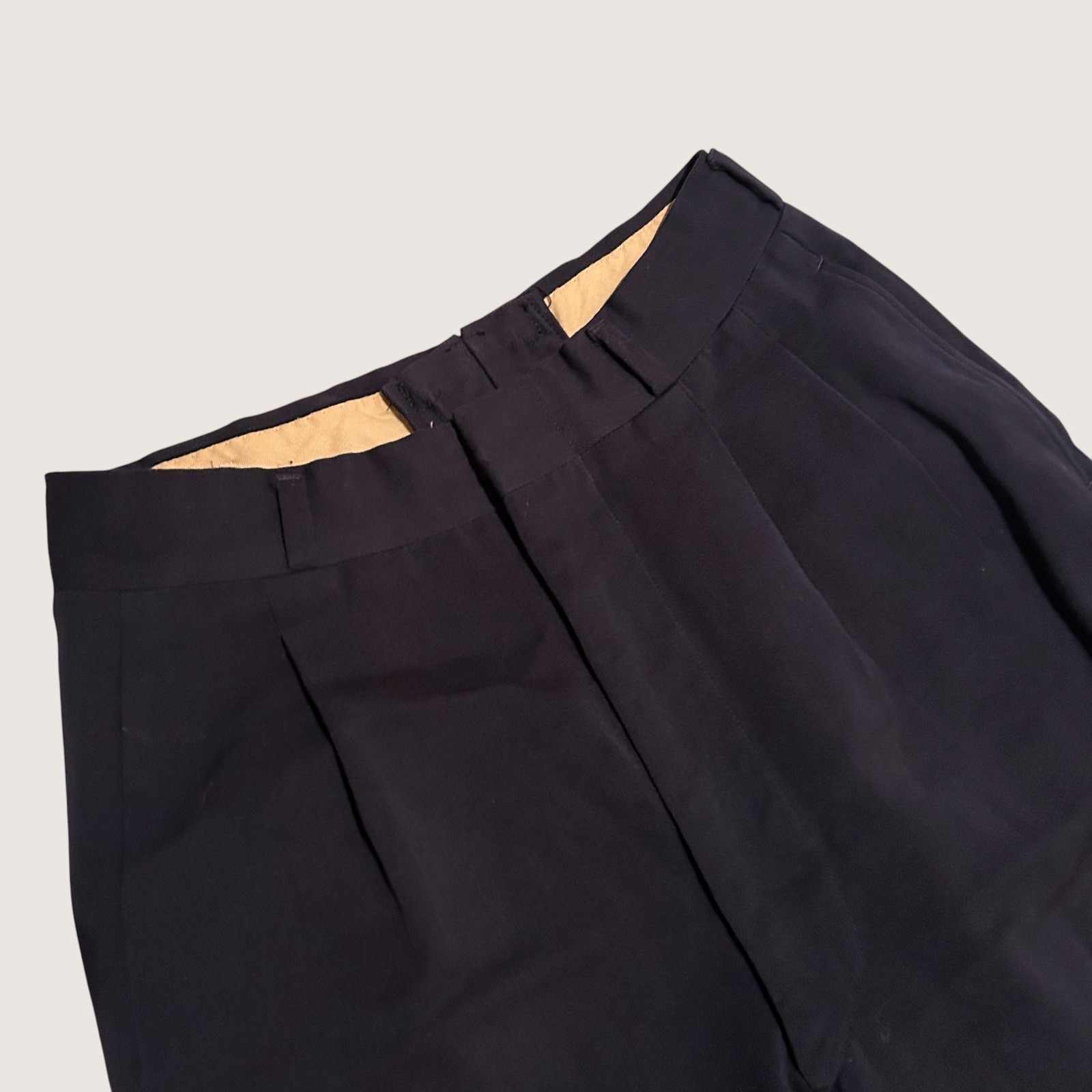 Vintage Navy High Waisted Pleated Wool Dress Pants 25X30