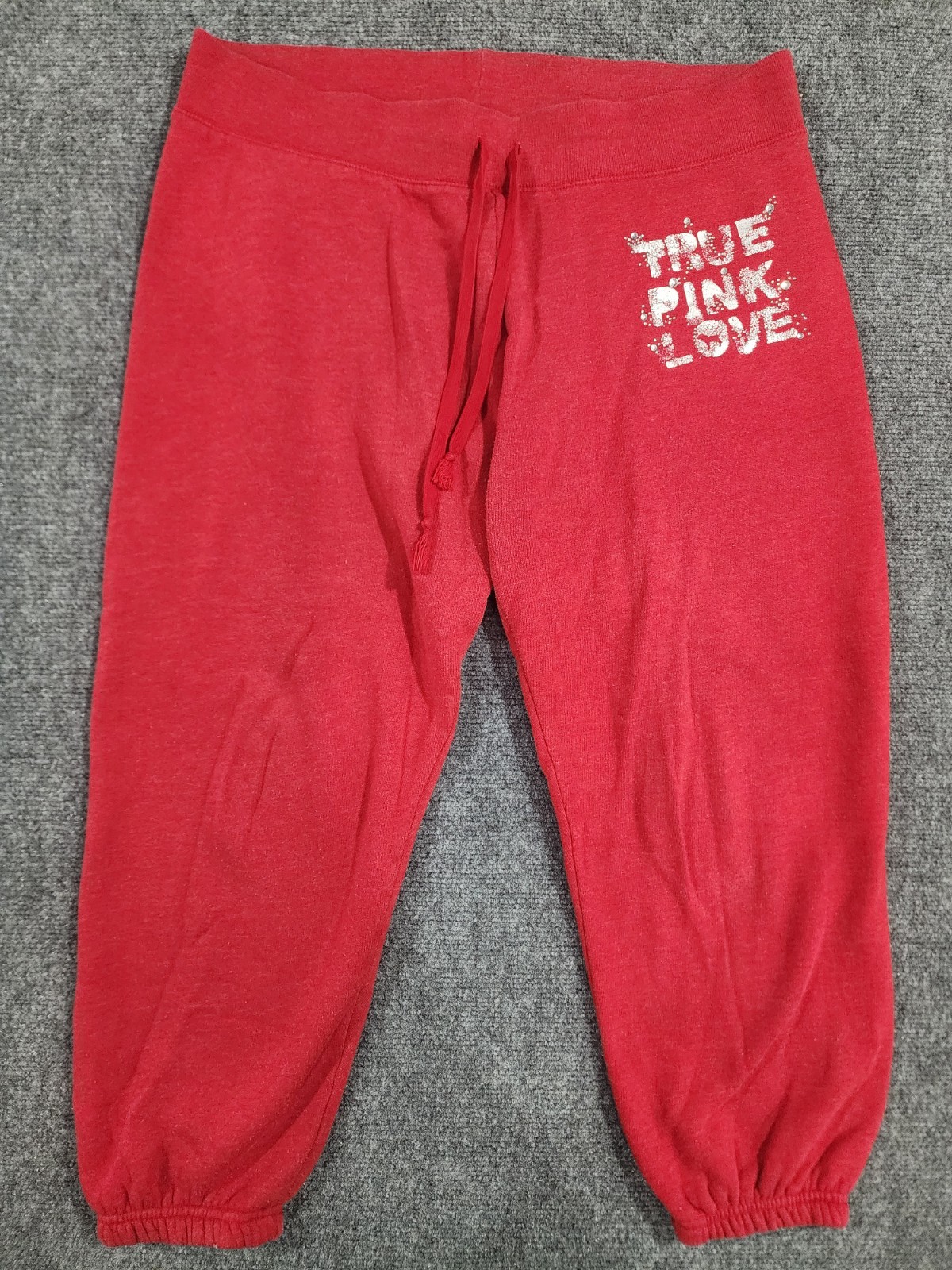 Vintage &rsquo;06 Victorias Secret PINK My Favorite Sweats Red Joggers Back Spellout L