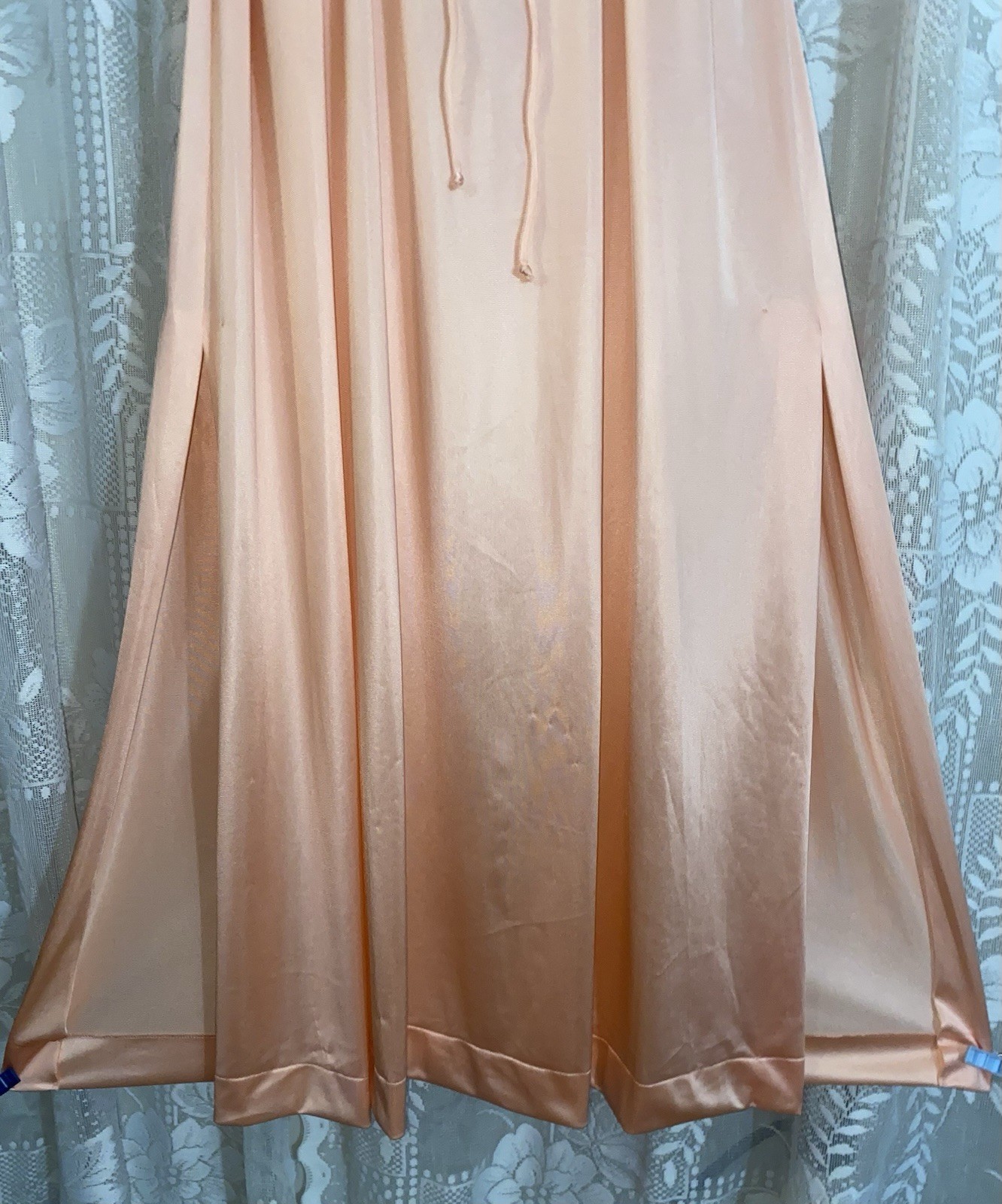 VTG NWT L XL PEACH VANITY FAIR Nylon Hostess Caftan Nightgown Negligee Gown