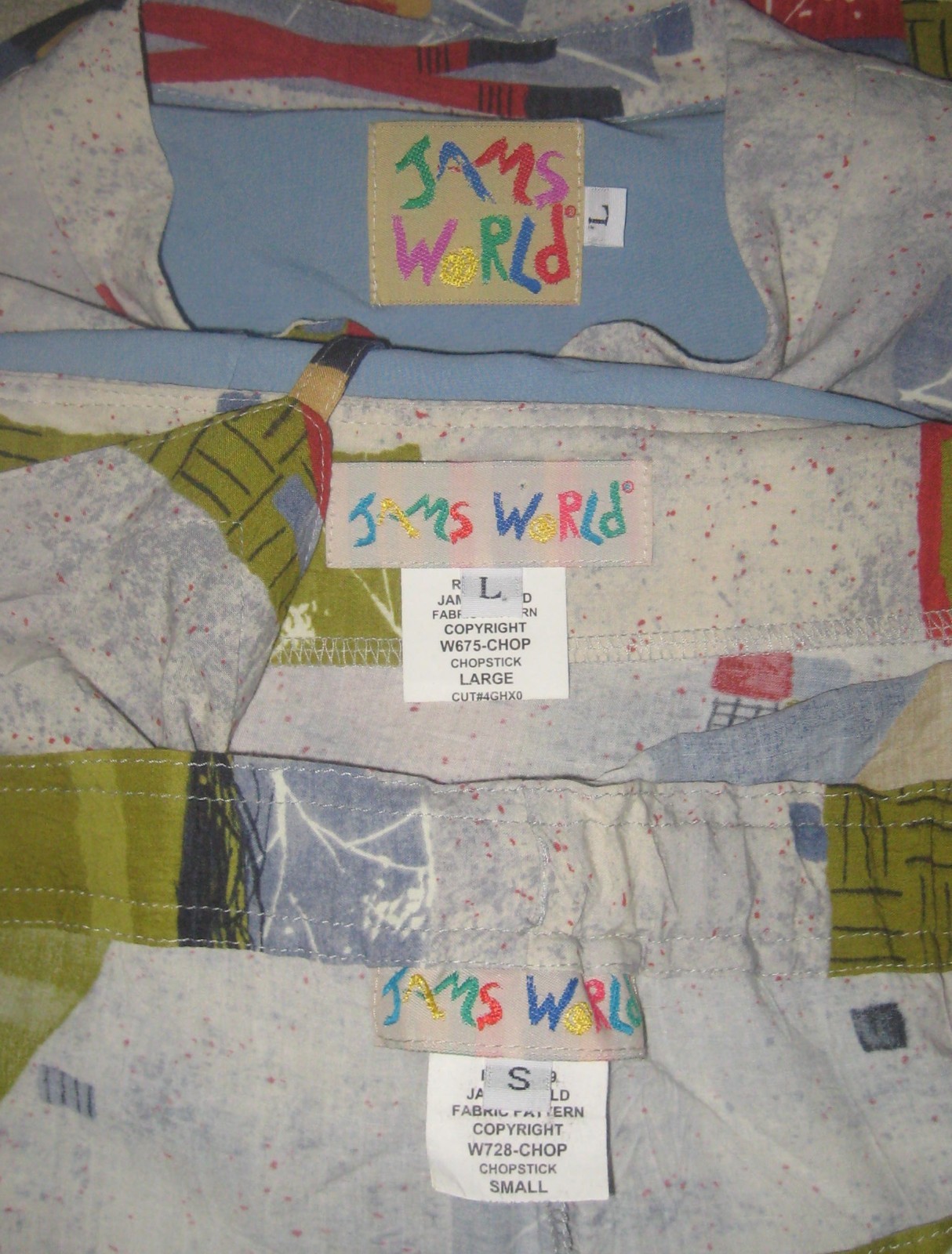 Vintage Jams World rayon Chopstick 3 pcs cami (L) tunic (L) pants (S) set L/S