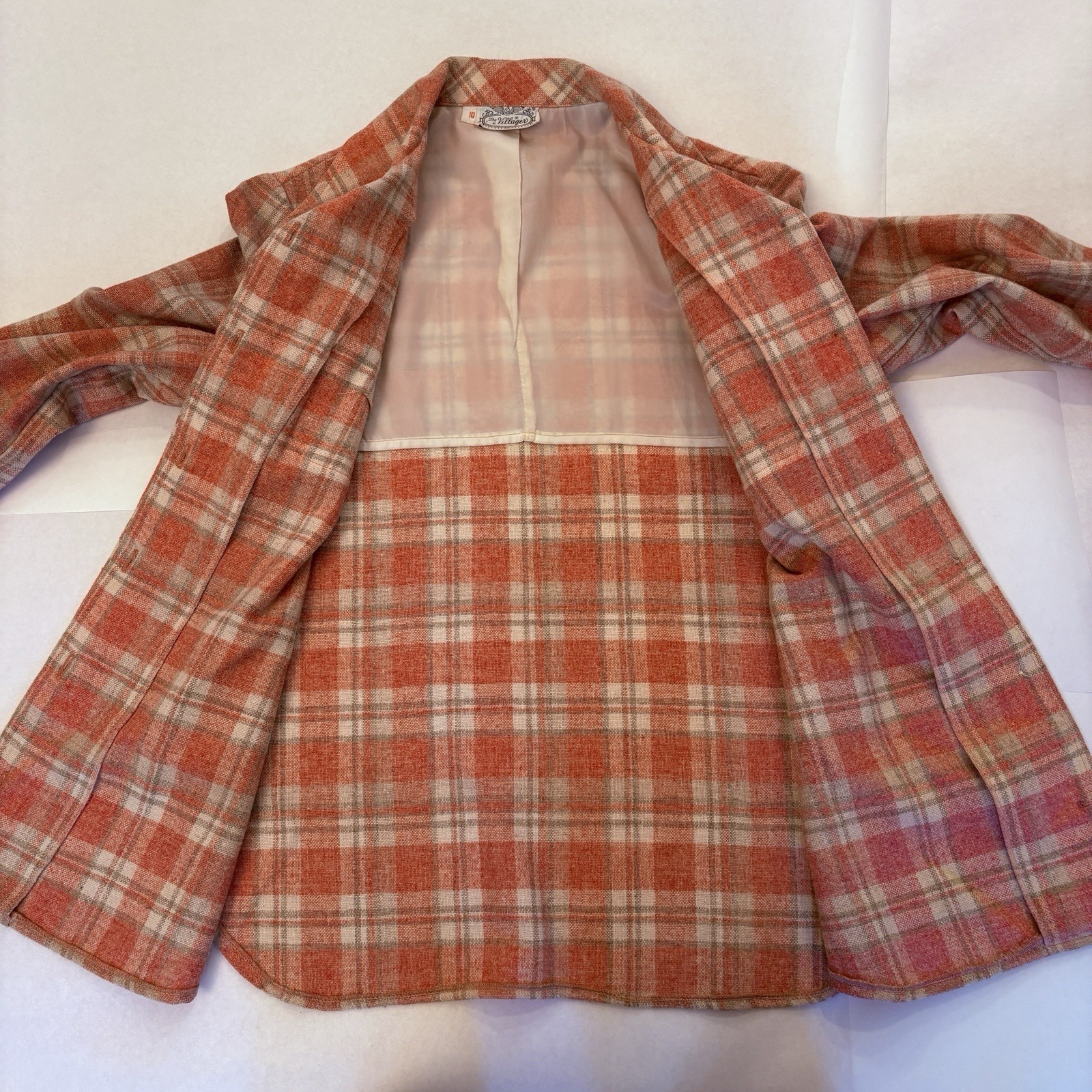 Plaid Suit Jacket Pants Pink WOOL Sz 10 and Sz 8 Vintage Retro 70&rsquo;s The Villager