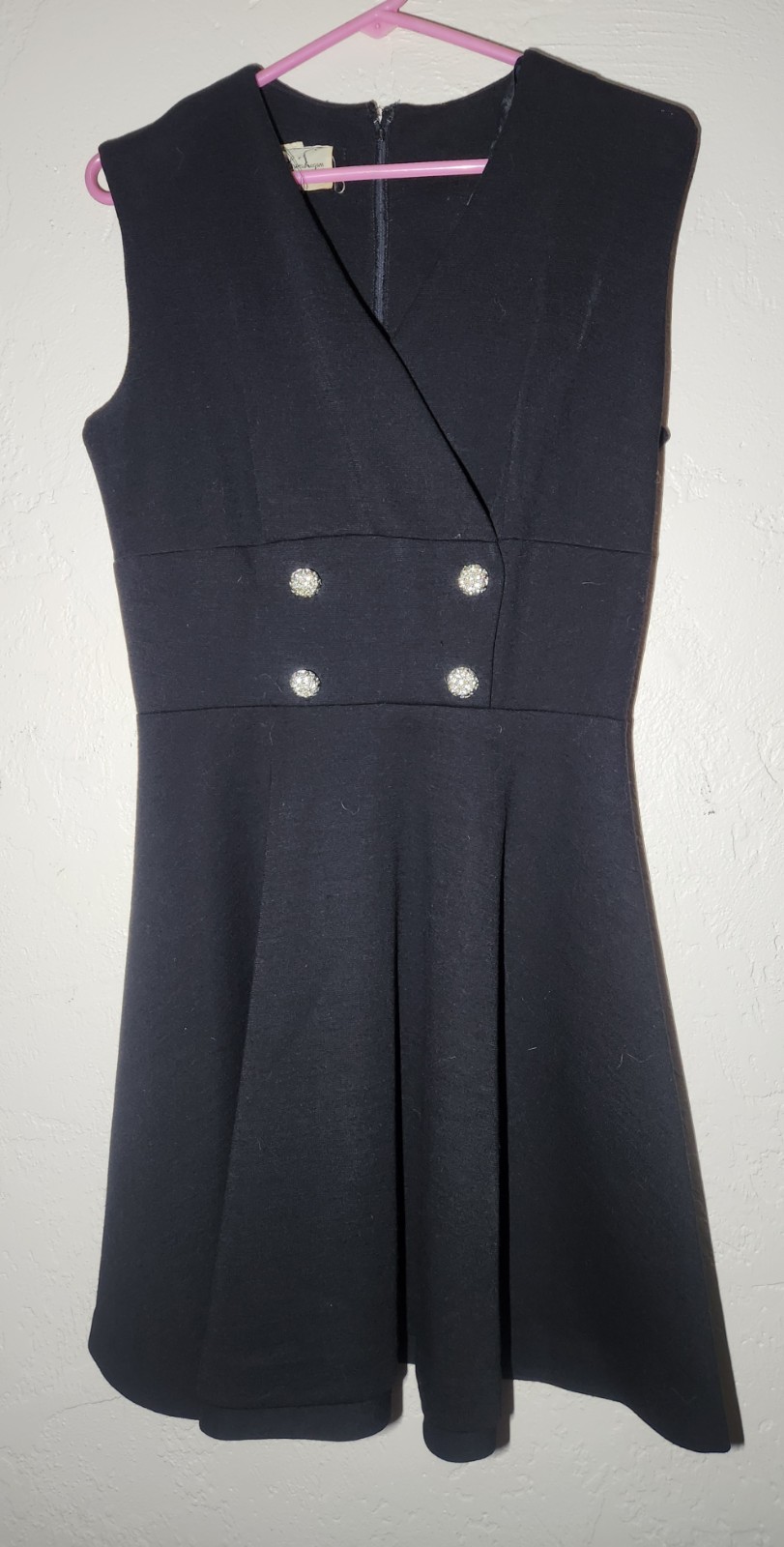 Vintage 1960s Jonathan Logan Size 15 Black Swing Knee Length Dress