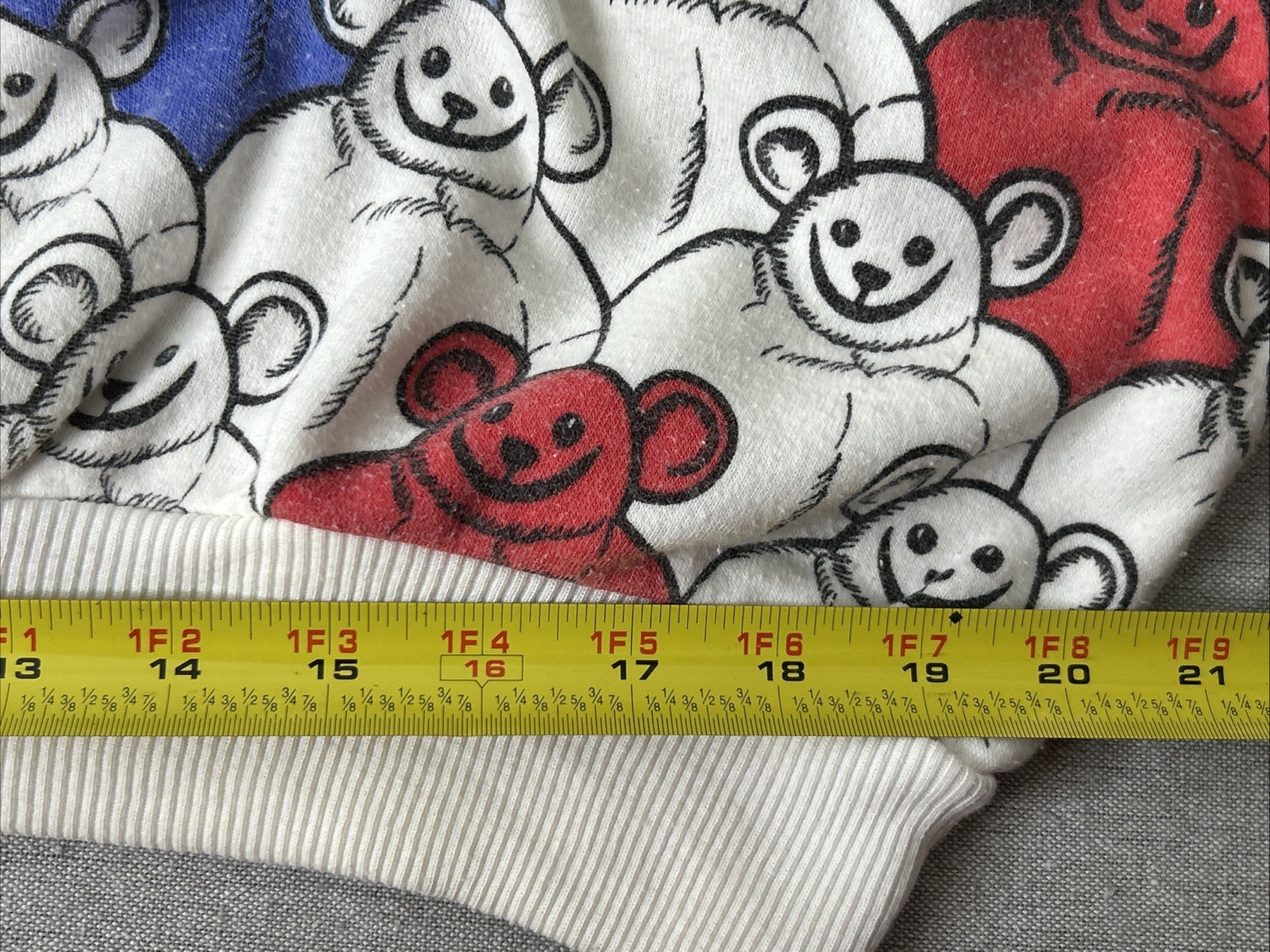 Vintage One Step Up White Sweatshirt with Red, White, and Blue Bears One Size