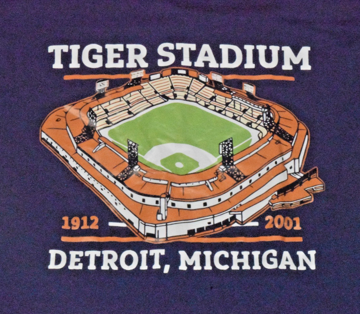 Vintage T-Shirt Size M 2001 Navy Blue Tiger Stadium Tribute Detroit Michigan