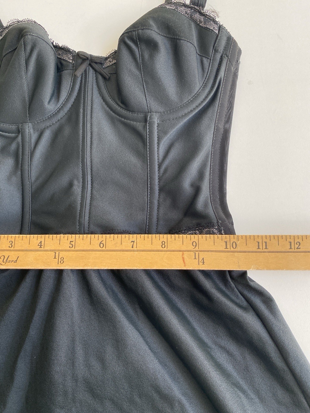 Vintage Lady Marlene 32B Slip Built In Bustier shape Lingerie Black