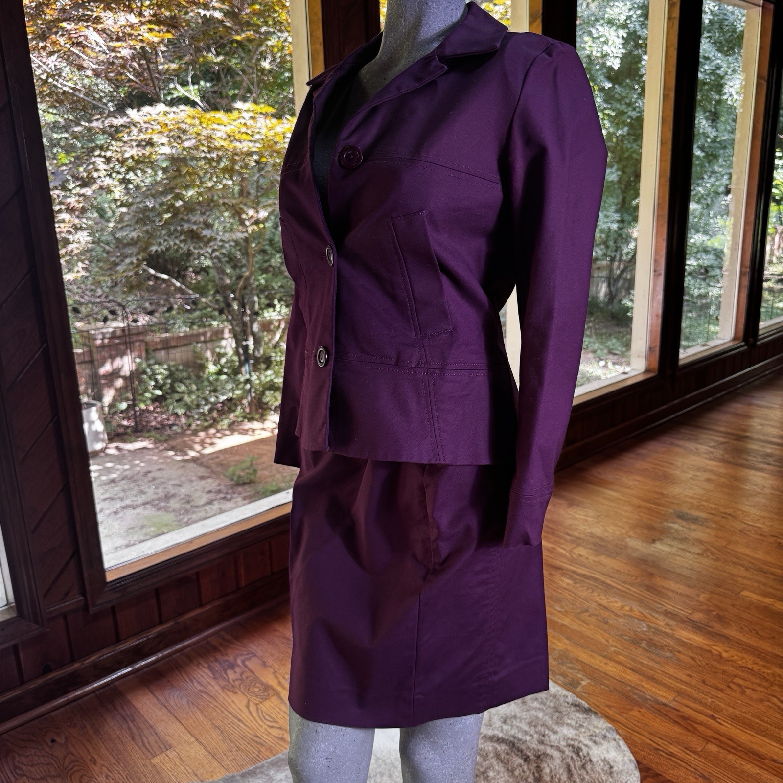 Vintage Pendleton Womens Purple Plum Cotton Skirt Suit Set Size 8 Academia