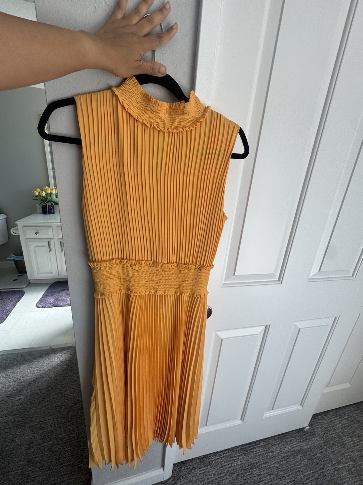 Pleated Sleeveless spring Yellow Dress