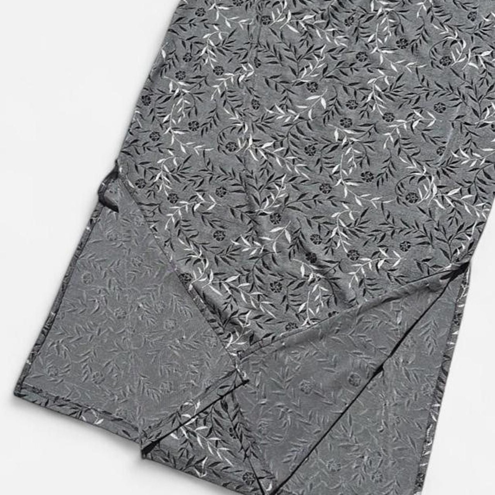 Silver Whimsygoth Dark Fairy Y2K Side Slit Column Floral Pattern Skirt: Large