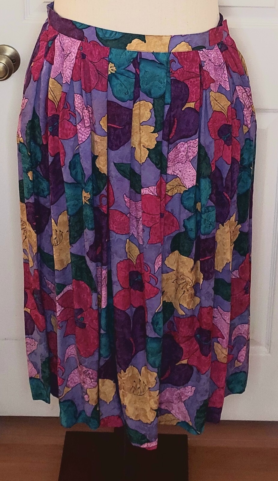 Vintage UMI Collections Anne Crimmins Size 14 Purple Floral Skirt Set 100% Silk