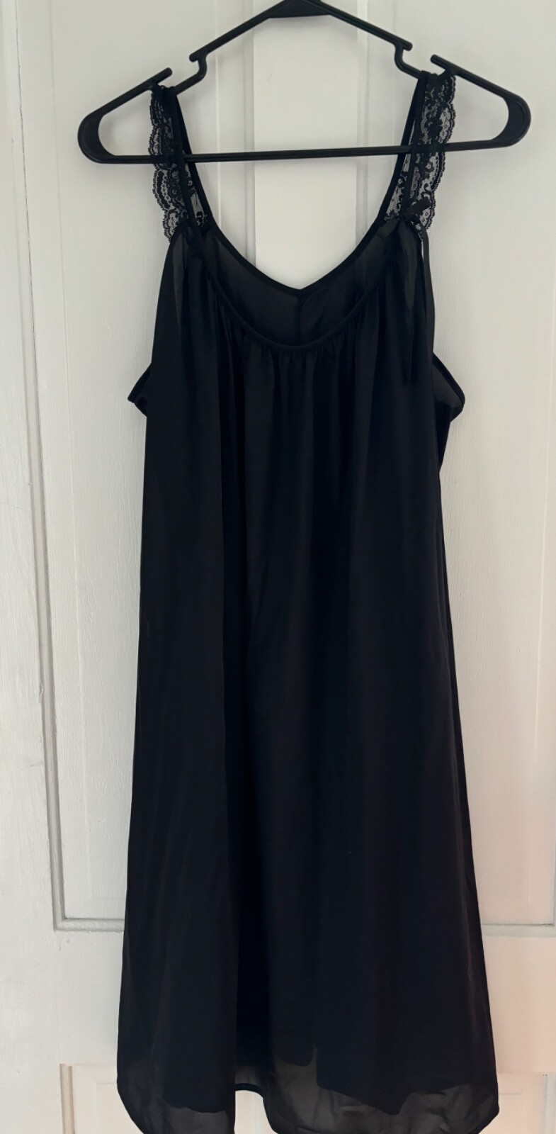 Petra Fashions 1X Black Vintage Slip Baby Doll Long Sleep Nightgown Chemise