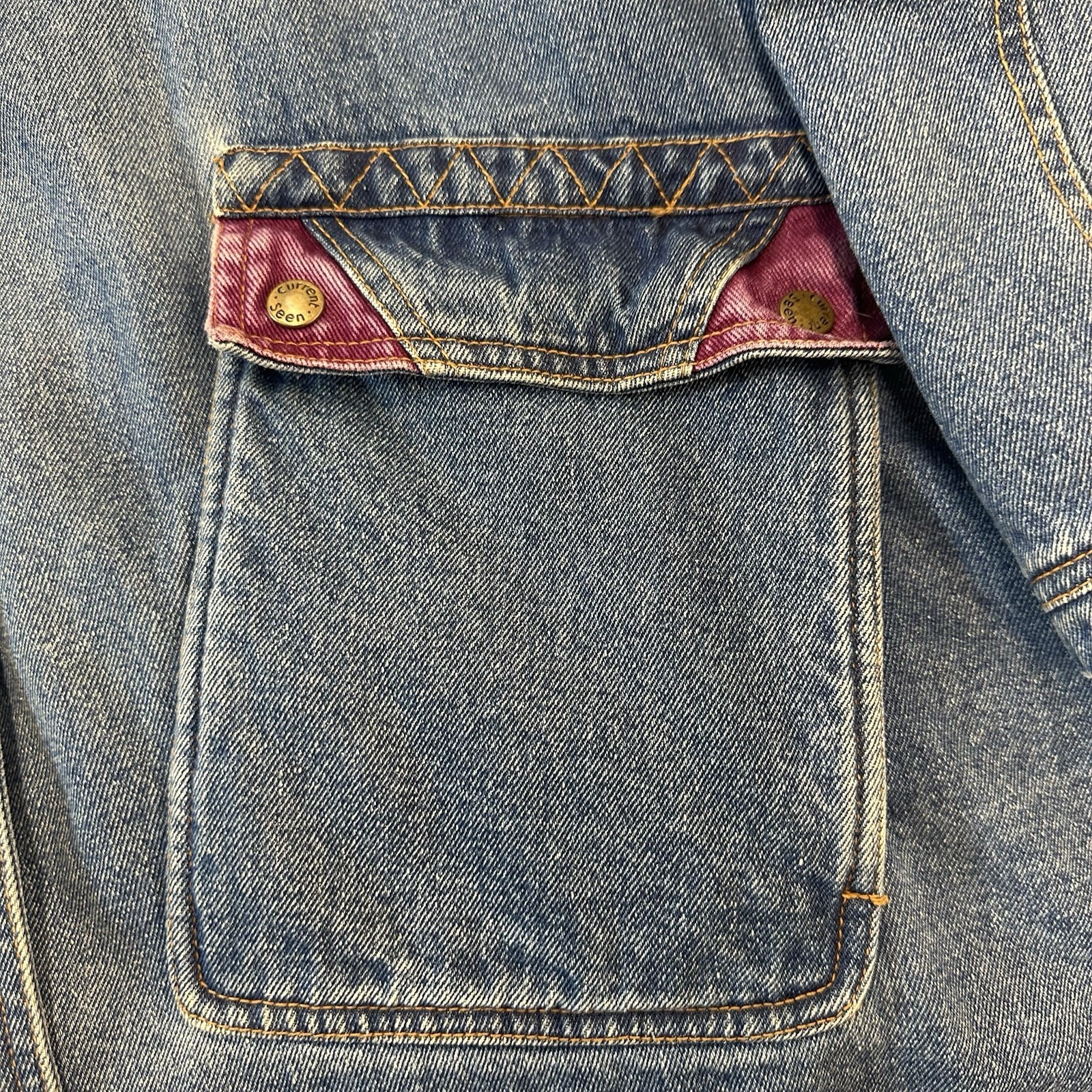 Vintage Reversible Denim Long Jacket With Grey Sweatshirt Interior Size 22 Wide