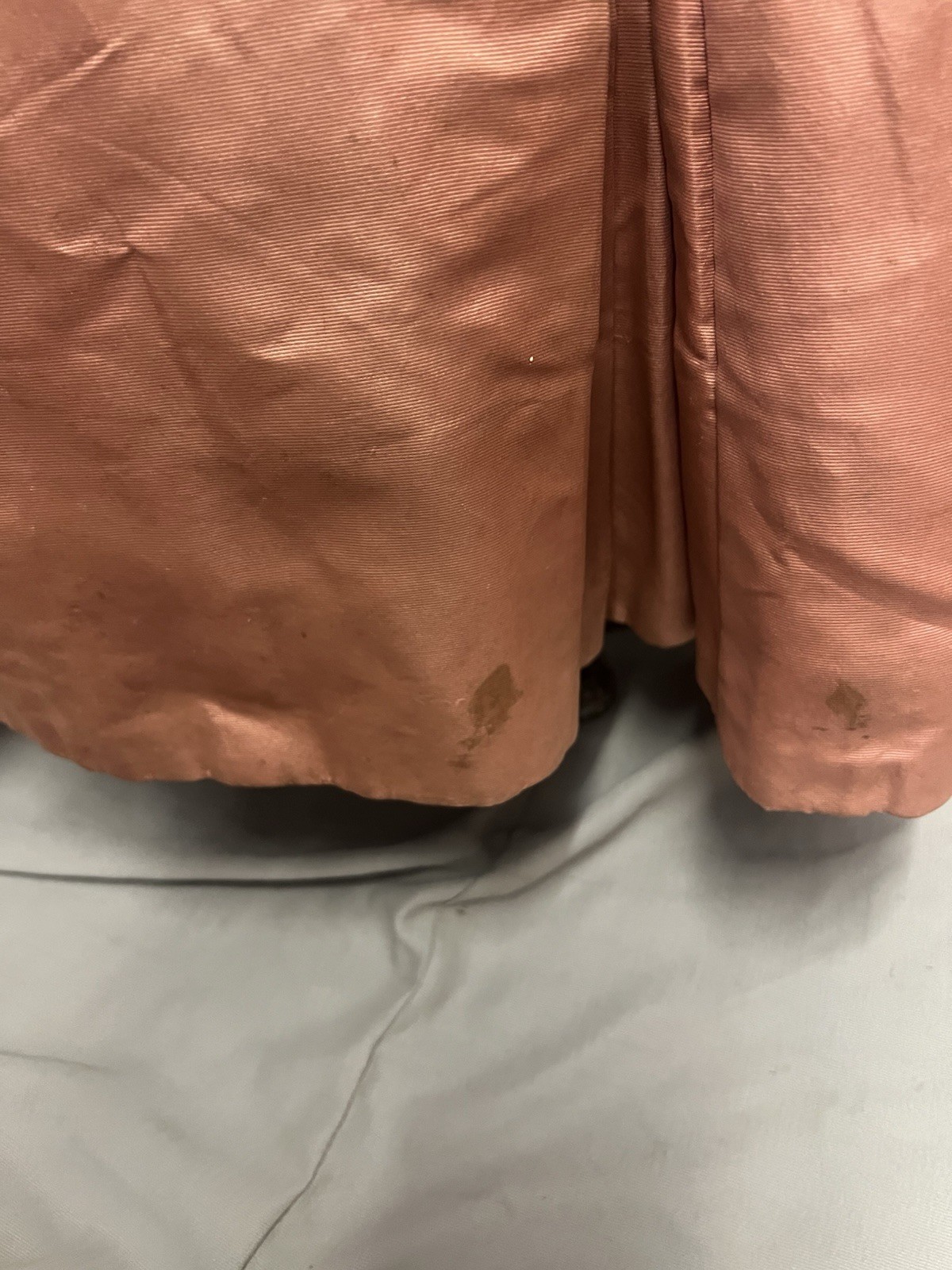 1890’s Peach Silk Faille & Lace Bustle Dinner Gown