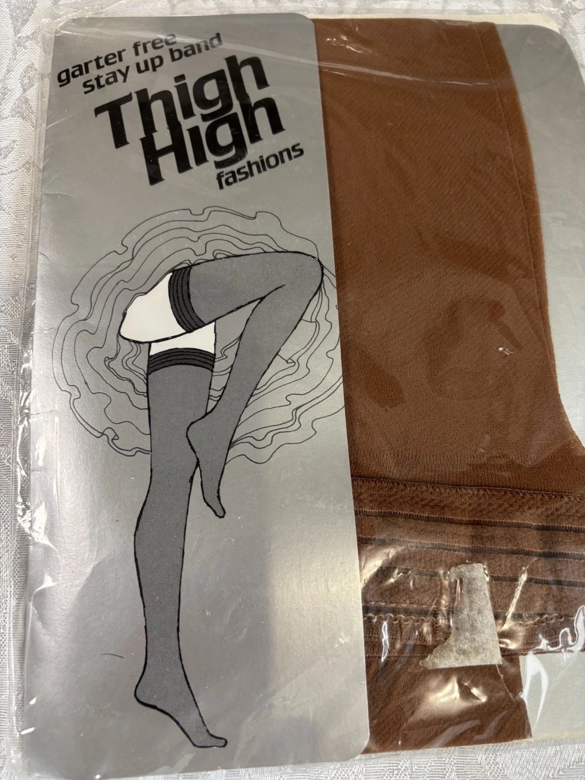 Vtg Arrowood Mills Thigh High Nylon Stockings Lot of 2: Wine, Tan USA Sz Average