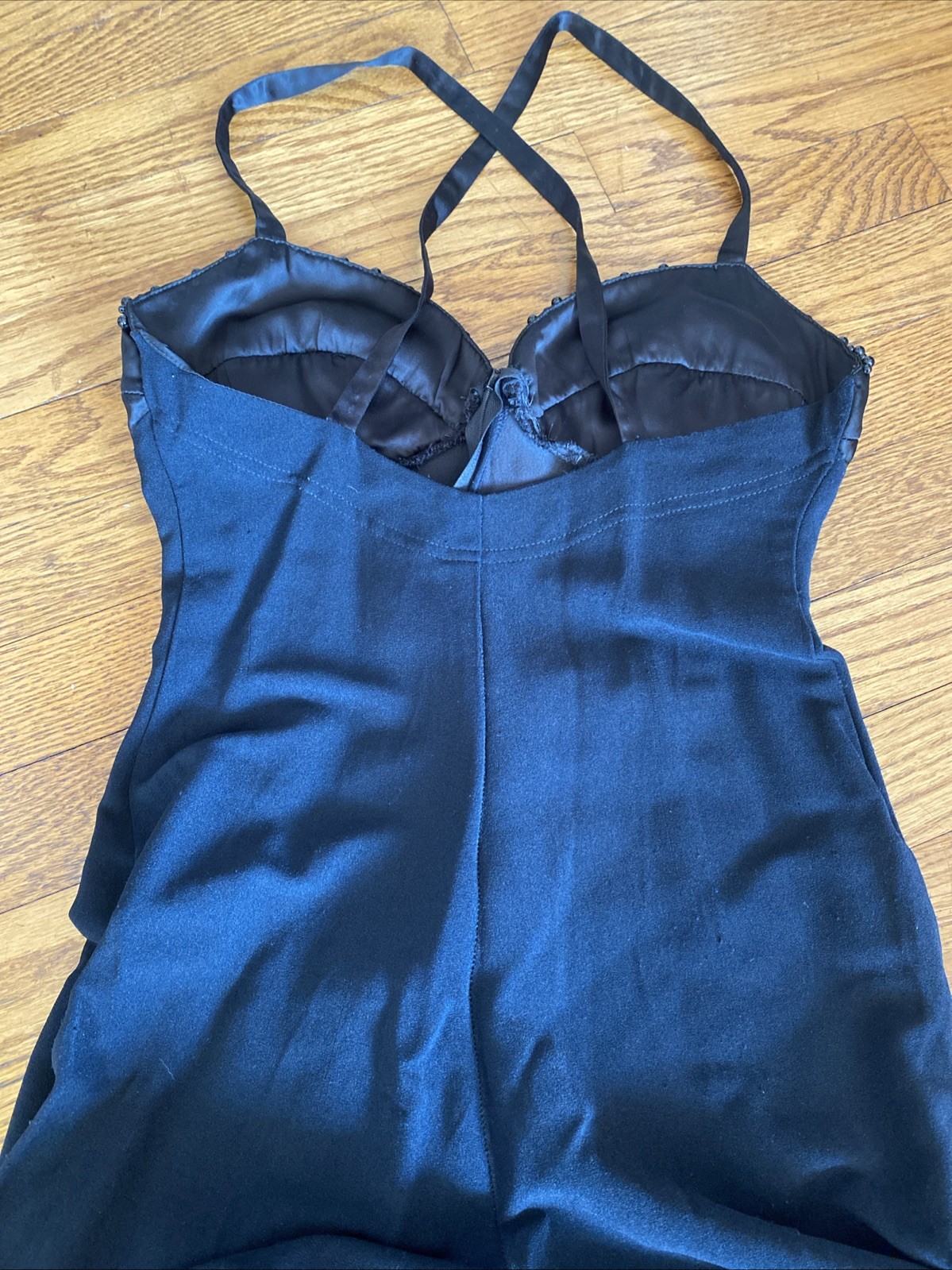 Vintage 1990s Black Byblos Beaded Catsuit Jumpsuit Bodysuit AS IS