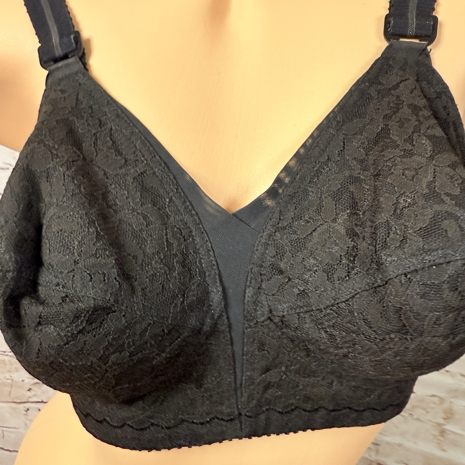 Vintage Sears Bra Black Wireless Unlined Pin-up Sweater Bra Cotton Lace 50&rsquo;s 34D