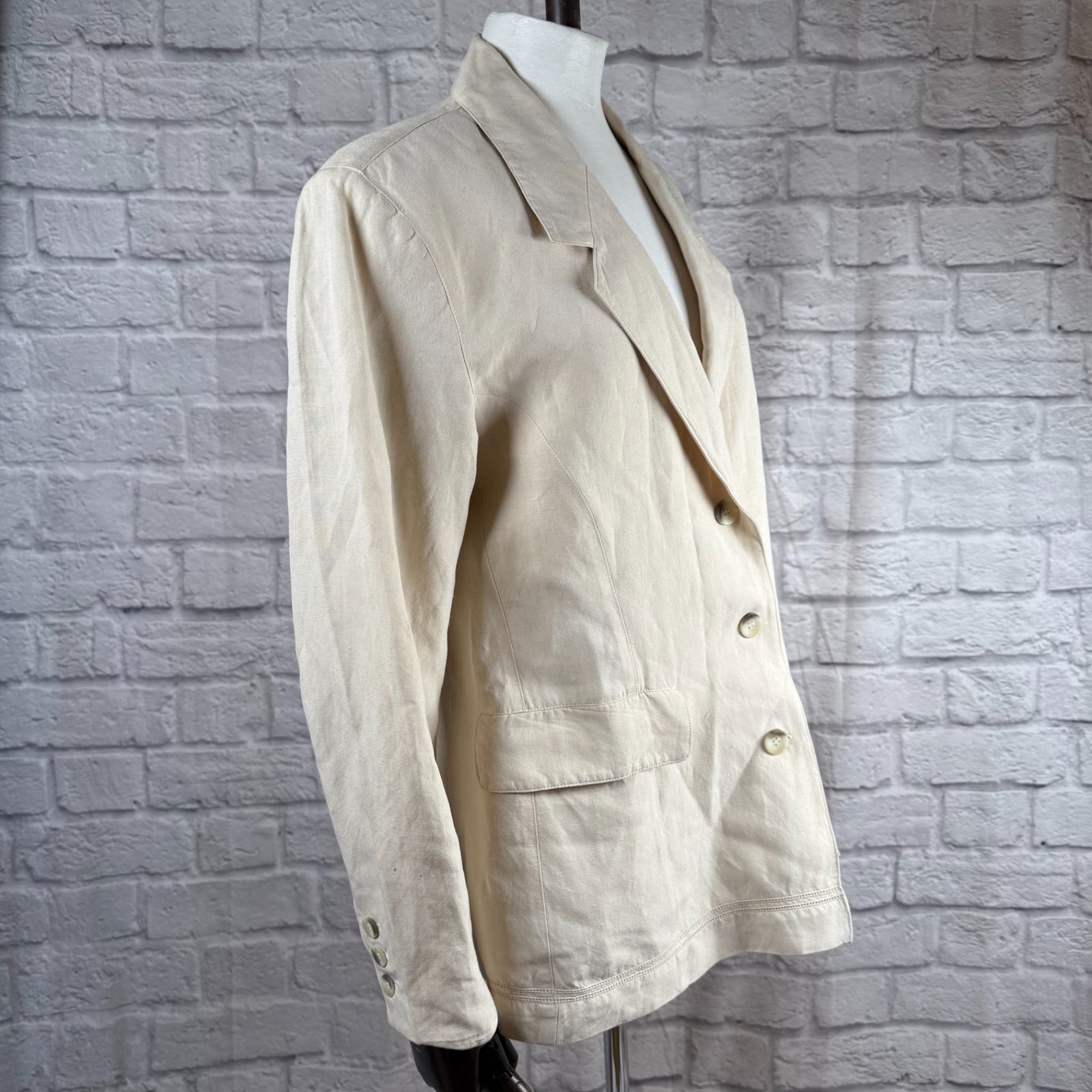 Vintage 80s Byblos Capriccio Linen Blazer Women&rsquo;s Medium Suit Jacket Italy
