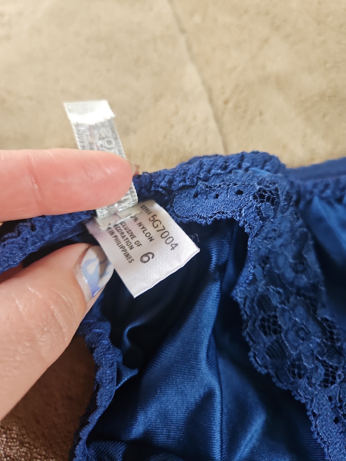 Vintage Windy Rose Satin Cami And Panty Set Size S / 6 Blue Floral Embroidery