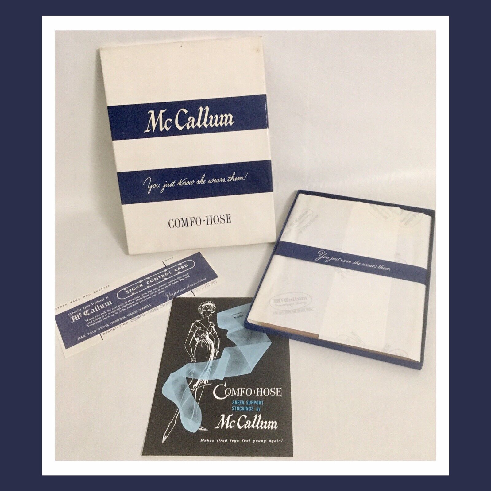 Vtg McCallum COMFO-HOSE Stockings – CHAMPAGNE EX LONG 10 ½-11-11 ½ » XL – IN BOX