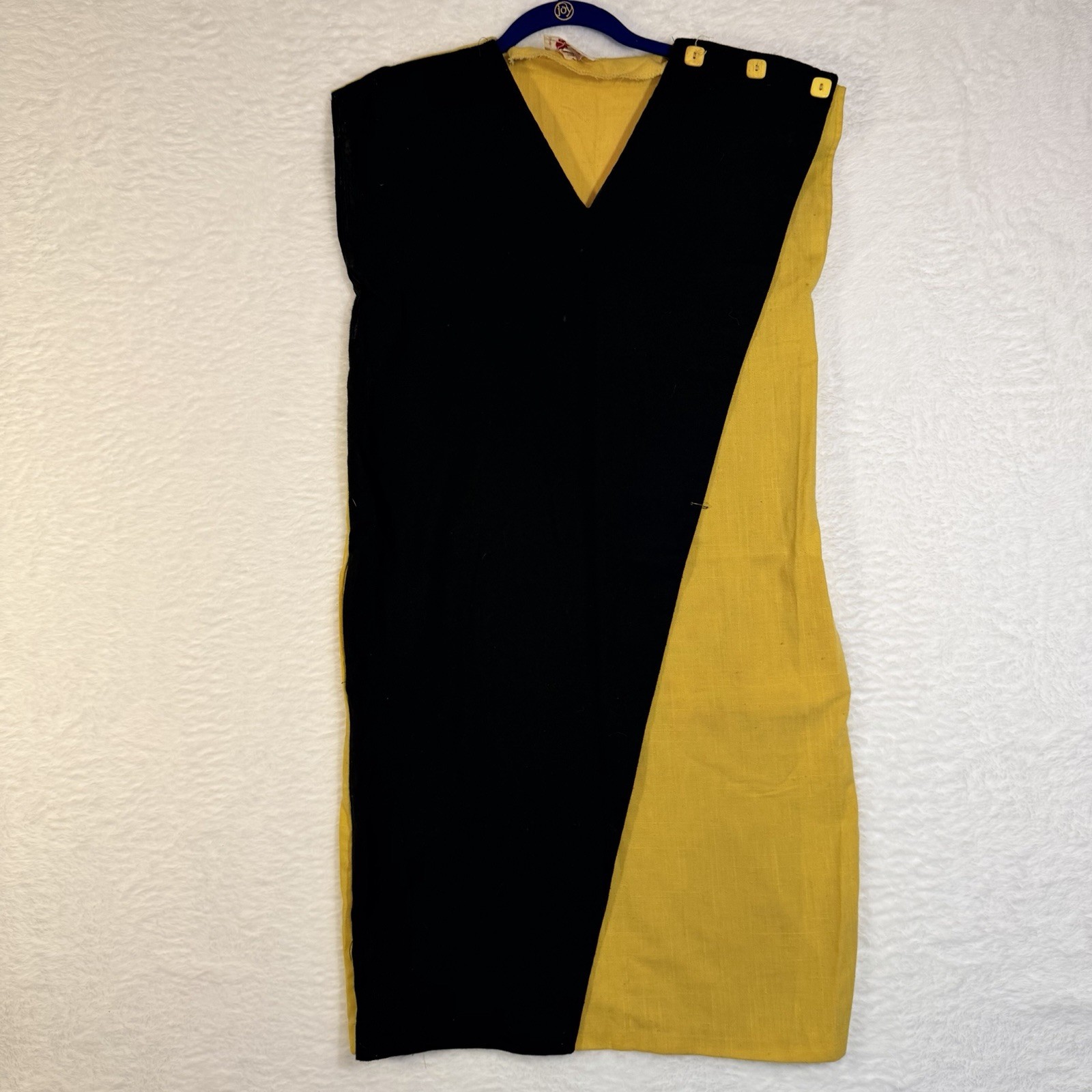 Vtg 60s Union Made Scarlett Jrs Linen Shift Dress Yellow Black – AS IS – Project