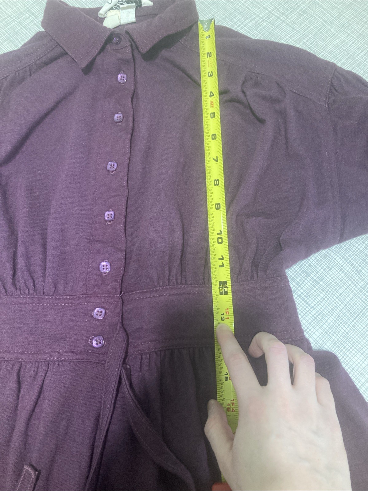 VTG 70s Parade New York Secretary Dress XS Plum Purple Union Made Flannel Feel