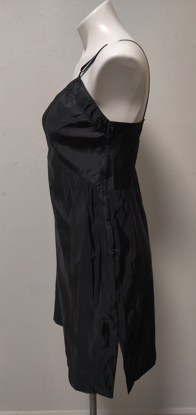 Vintage Sears Side Zipper Polyester & Nylon Black Dress Slip Size 34 Short EUC
