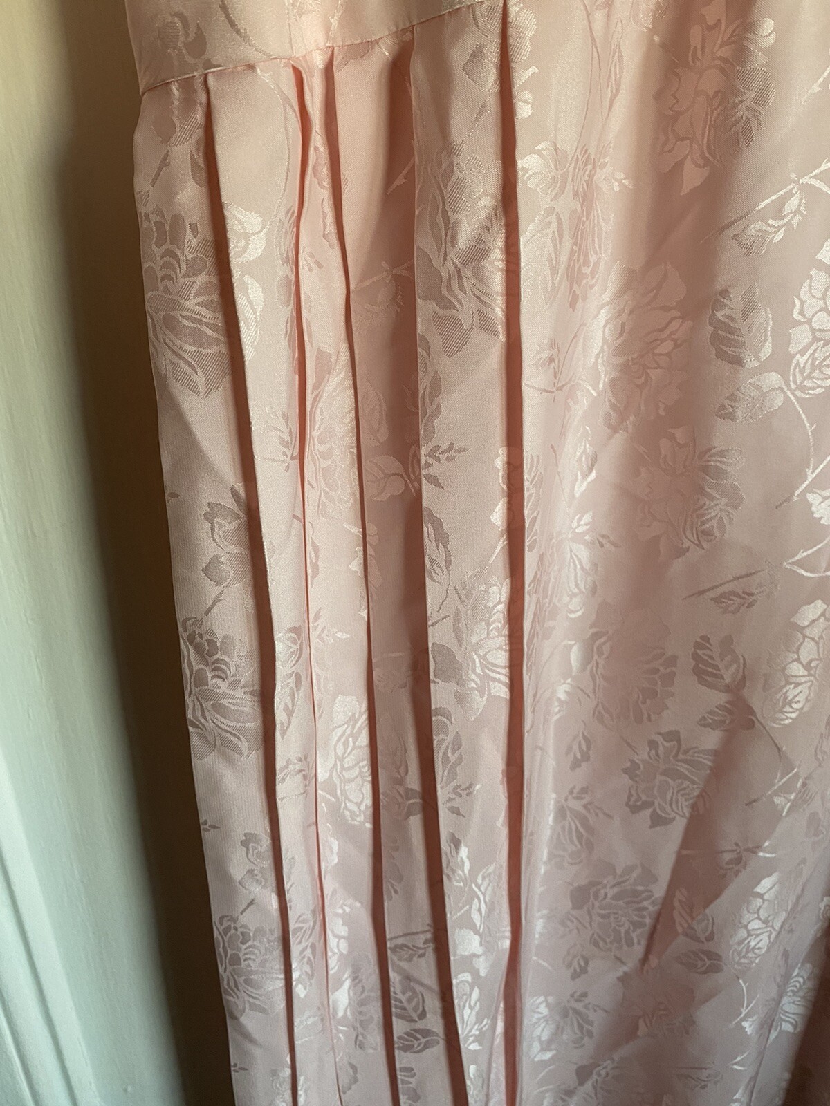 Vintage CC Courtenay Dress Pale Pink Lace Trim Pleats Maxi SZ 16 Wedding Church