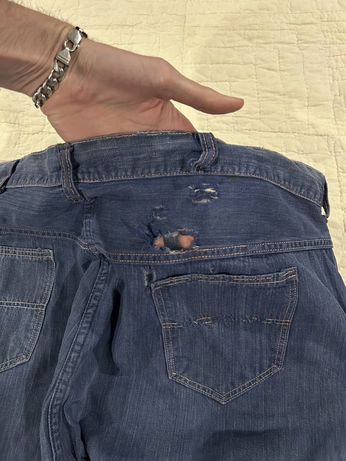 Vintage JC Penney Ranch Craft Side Zip Denim Carpenter Pants Vat Dyed Size 40×29