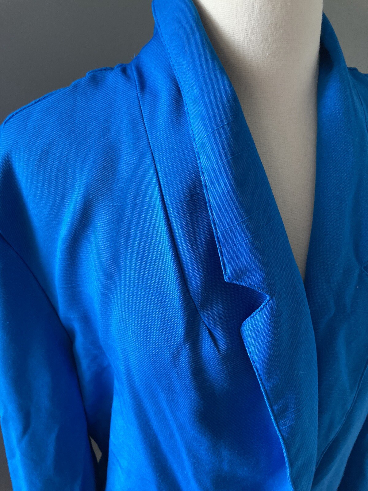 16 Blue Blazer Classic 80s Rayon jacket 1-button Notched collar blazer pockets
