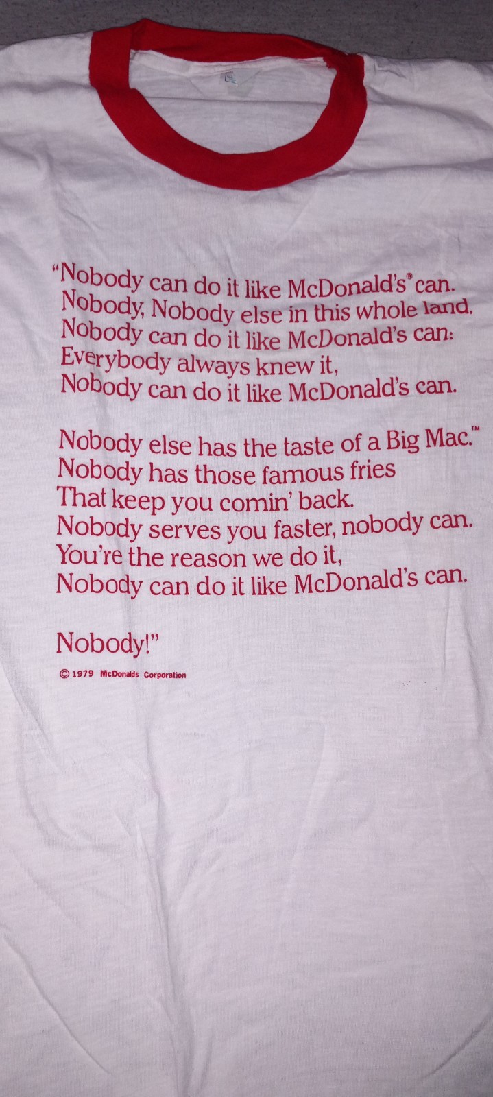 1979 McDonald’s Nobody Can Do It… Vintage T Shirt Size M (38-40) Single Stitch