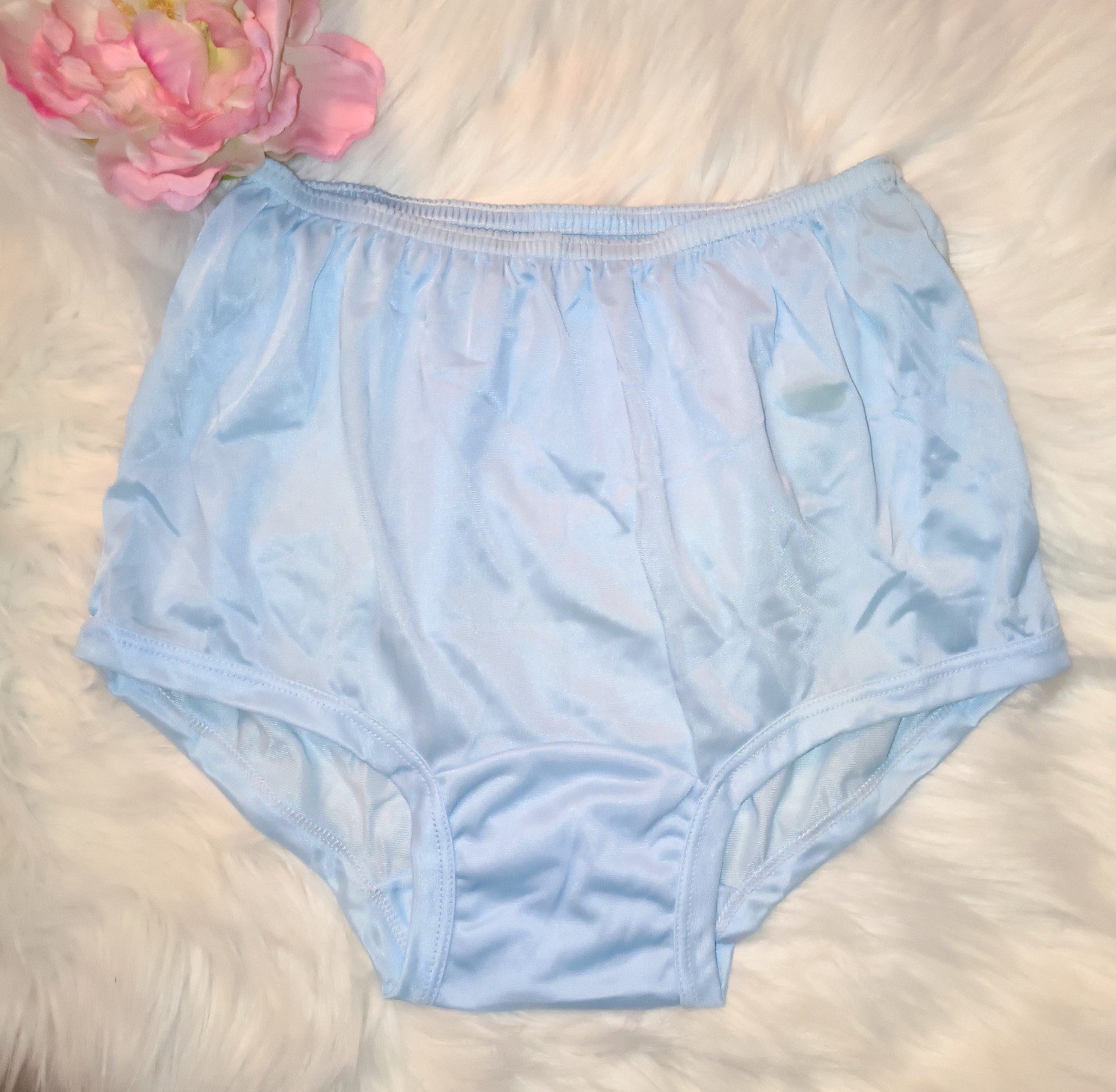 NOS Shiny Vintage Double Nylon Wide Gusset Granny Full Brief Panties Size: Small