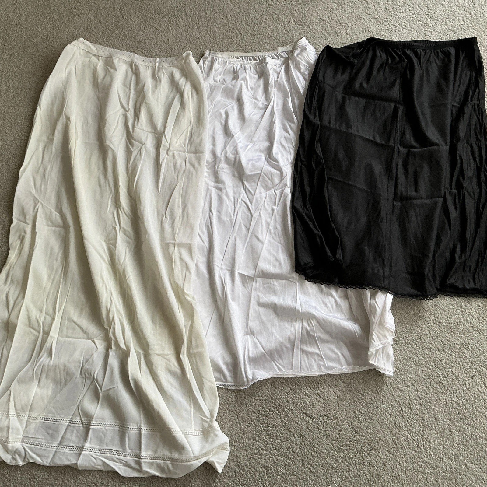 Vintage Lot Of 3 Medium Half Slips – Various Lengths & Manufactures