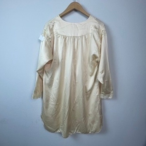 Lily of France Vintage Nightgown Womens M Yellow Satin Lace Grandmacore