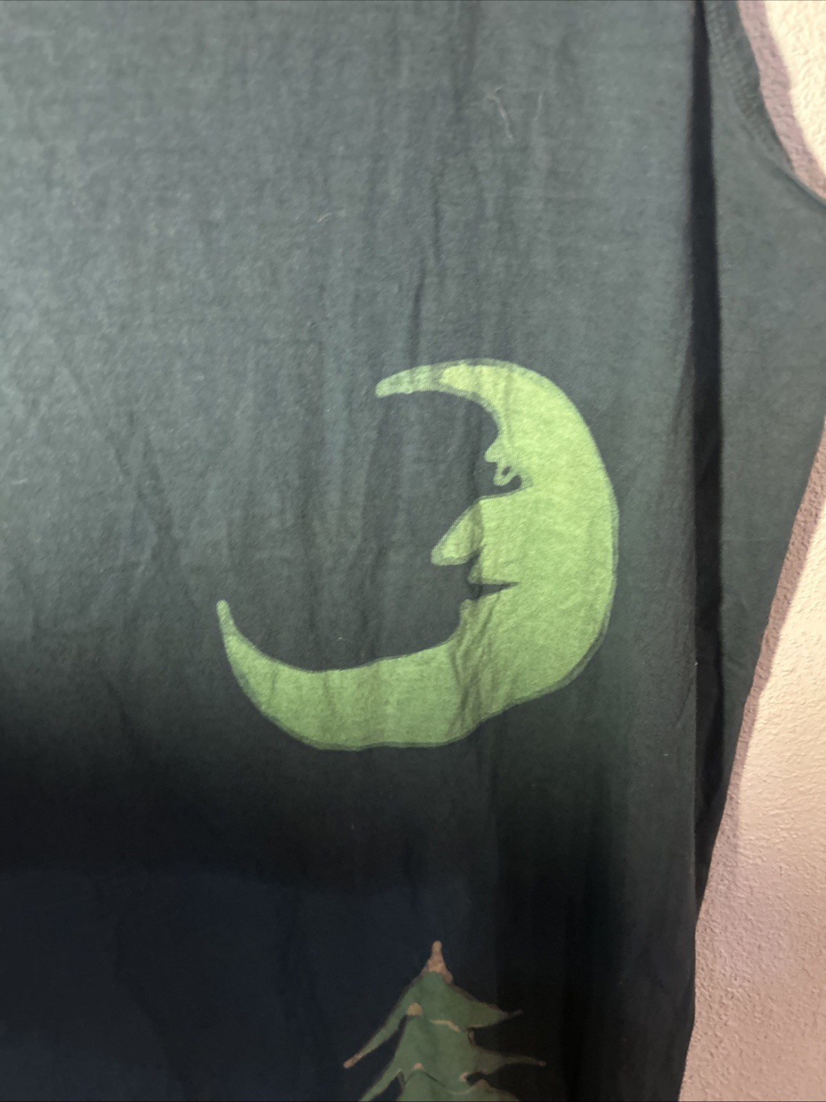 Vintage Batik Green Forest & Moon Tee Tank Dress One Size Fits All