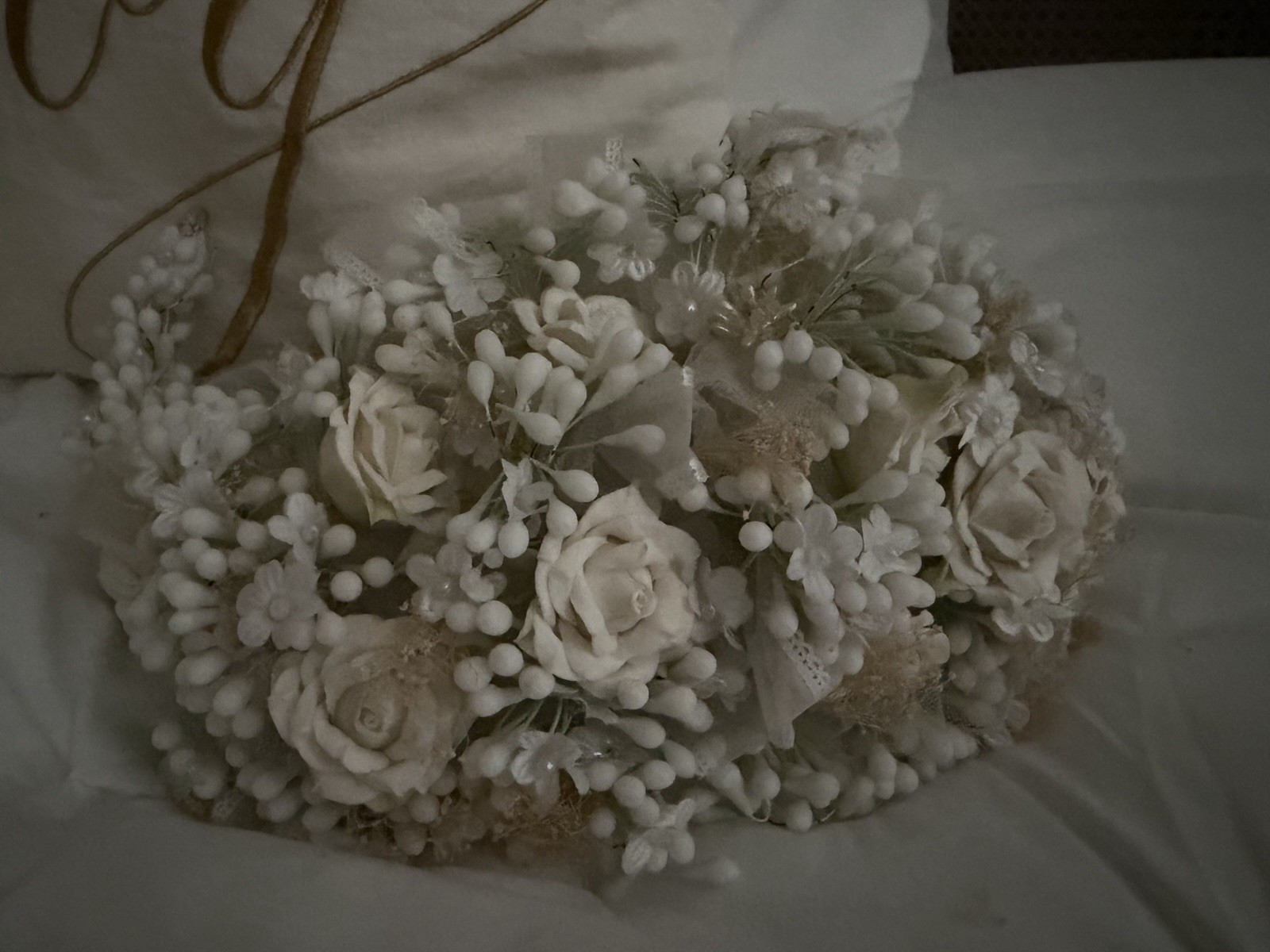 Vintage Antique French Wax Flower Bridal Bouquet