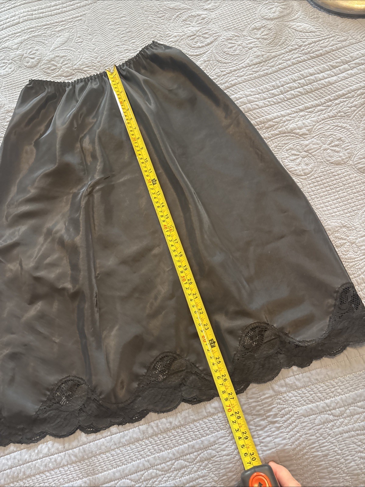 Lady Lynne Black Half Slip Polyester 27” Long Women’s Size Medium Vintage Lace