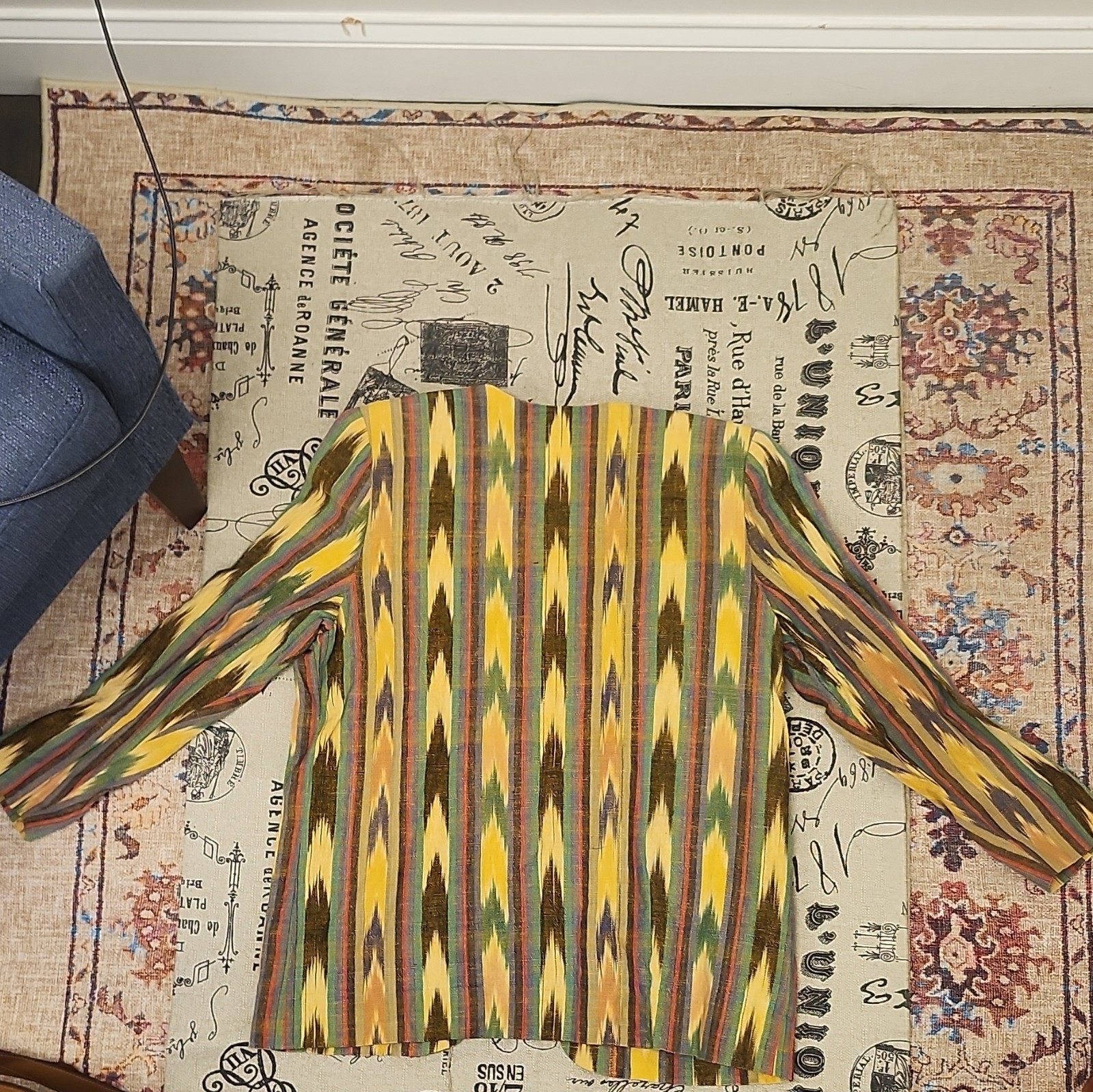 Multicolor Ikat Pattern Women&rsquo;s Jacket Long Sleeve Yellow Brown Blue Green Red