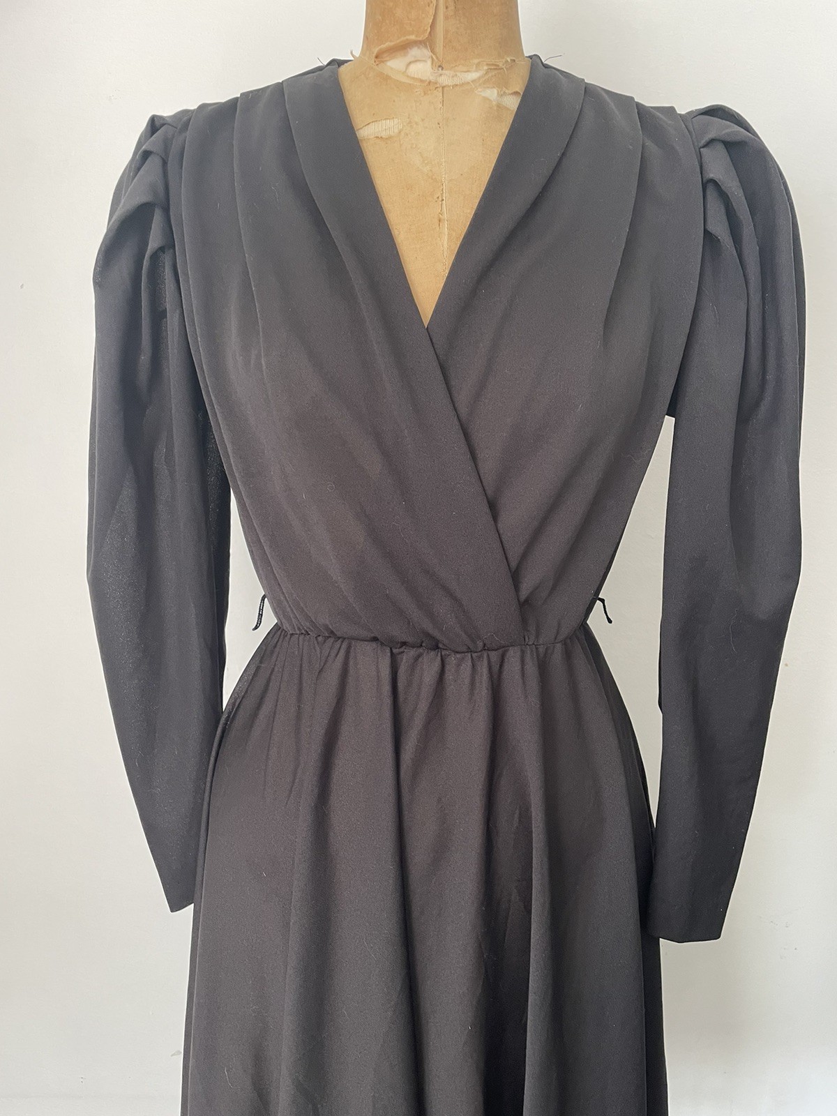 Vintage 1970’s – Early ‘80s Black Disco Dress Puff Sleeves ILGWU USA XS/S