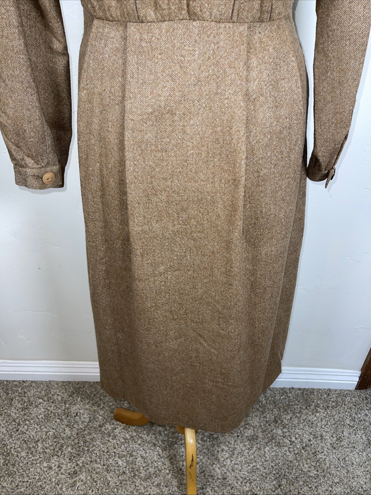 Vintage Authentic Rare Gucci Wool Blend W Suede Leather Dress Small Medium